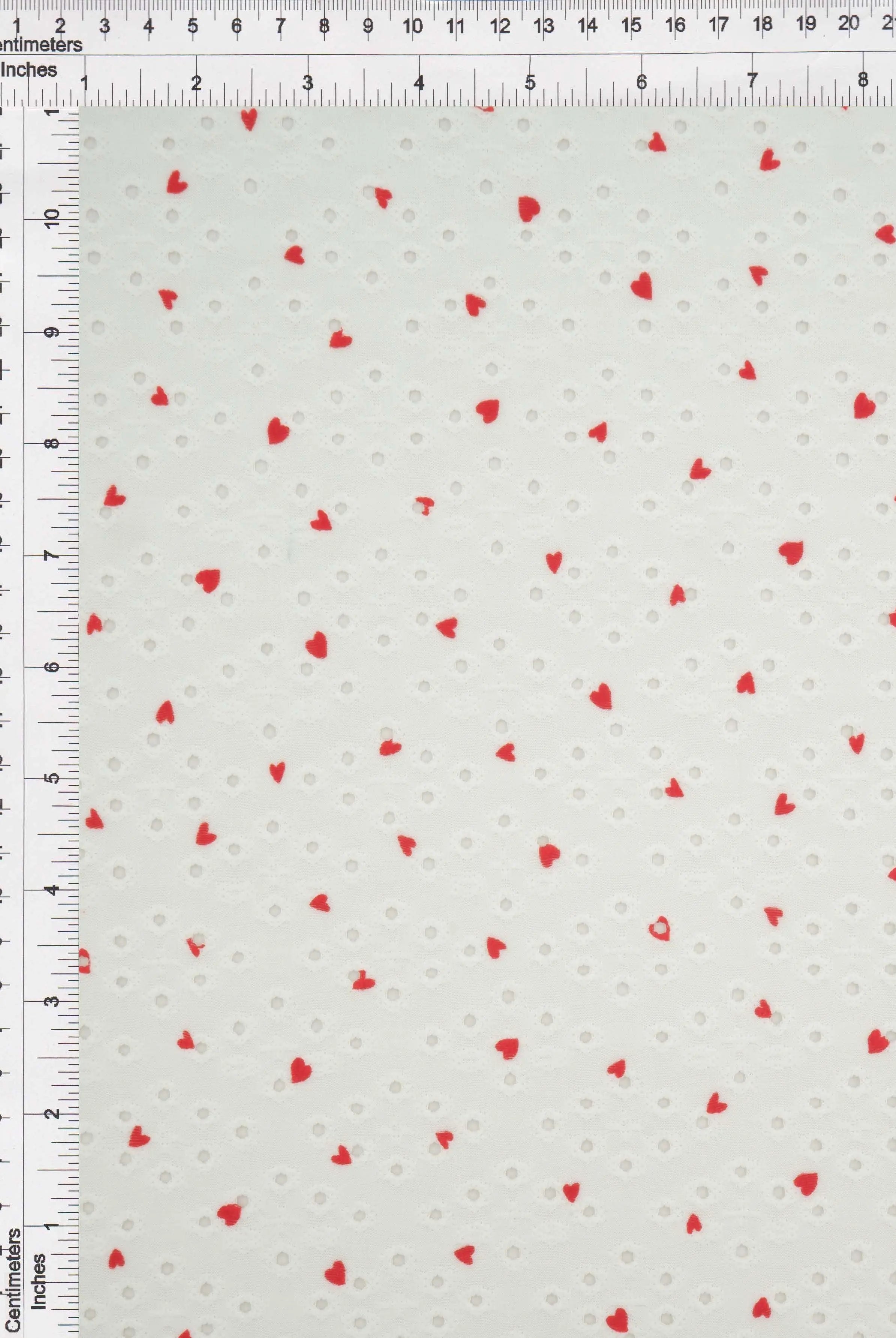 KNT4633-MS11496 IVORY/RED BLOUSE DRESS EYELET HEART IVORY JACQUARD KNIT POLYESTER PRINT RED SPANDEX STRETCH TOPS