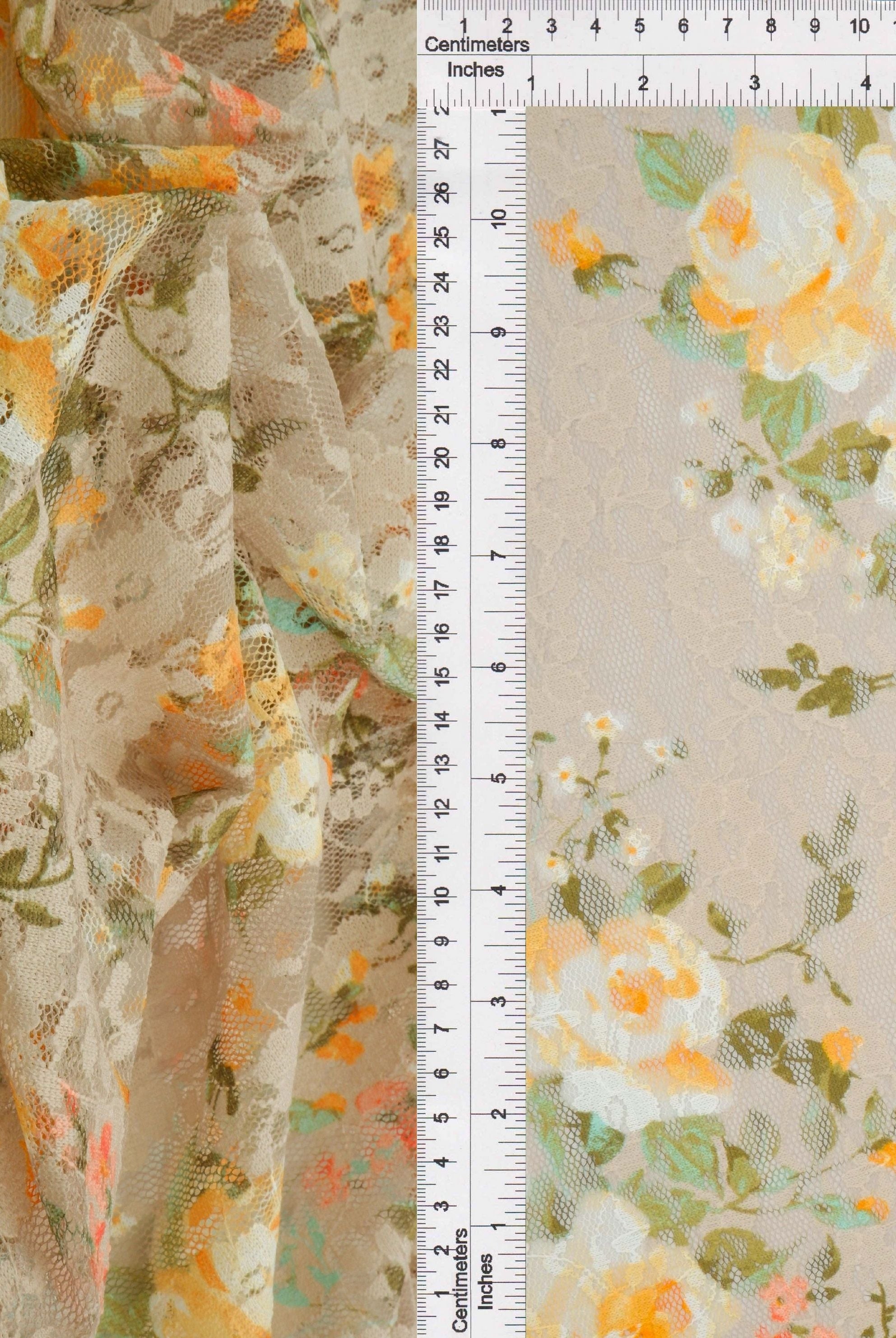 Floral Digital Print Lace Fabric - LACE4481-DU1683