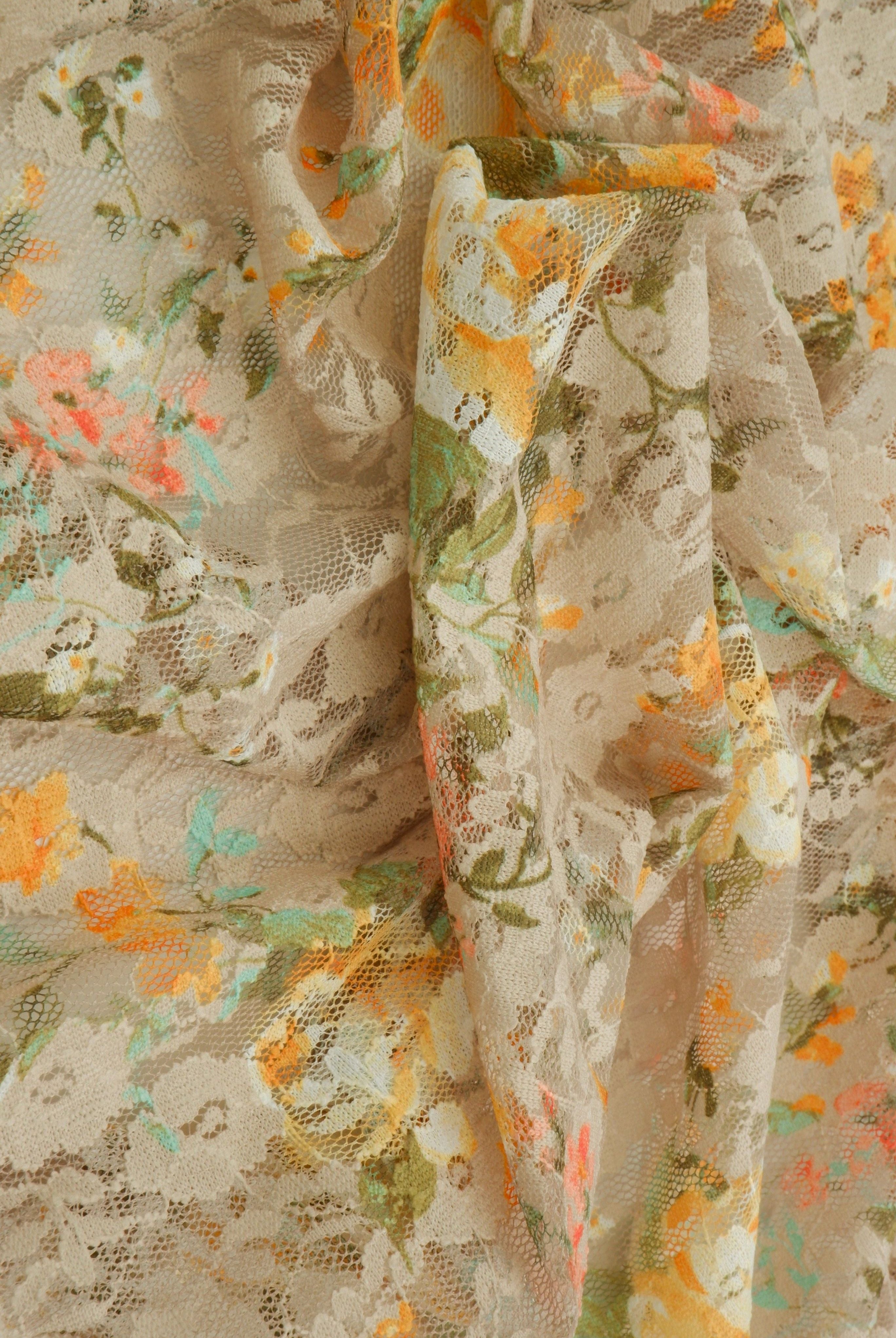 Floral Digital Print Lace Fabric - LACE4481-DU1683