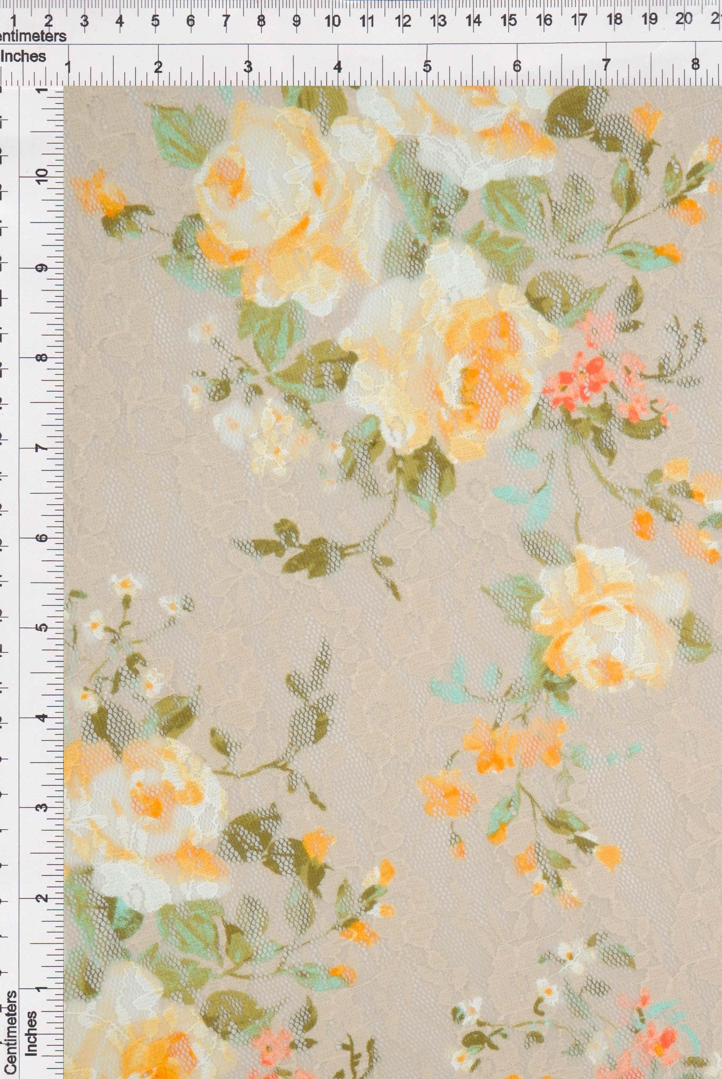 Floral Digital Print Lace Fabric - LACE4481-DU1683