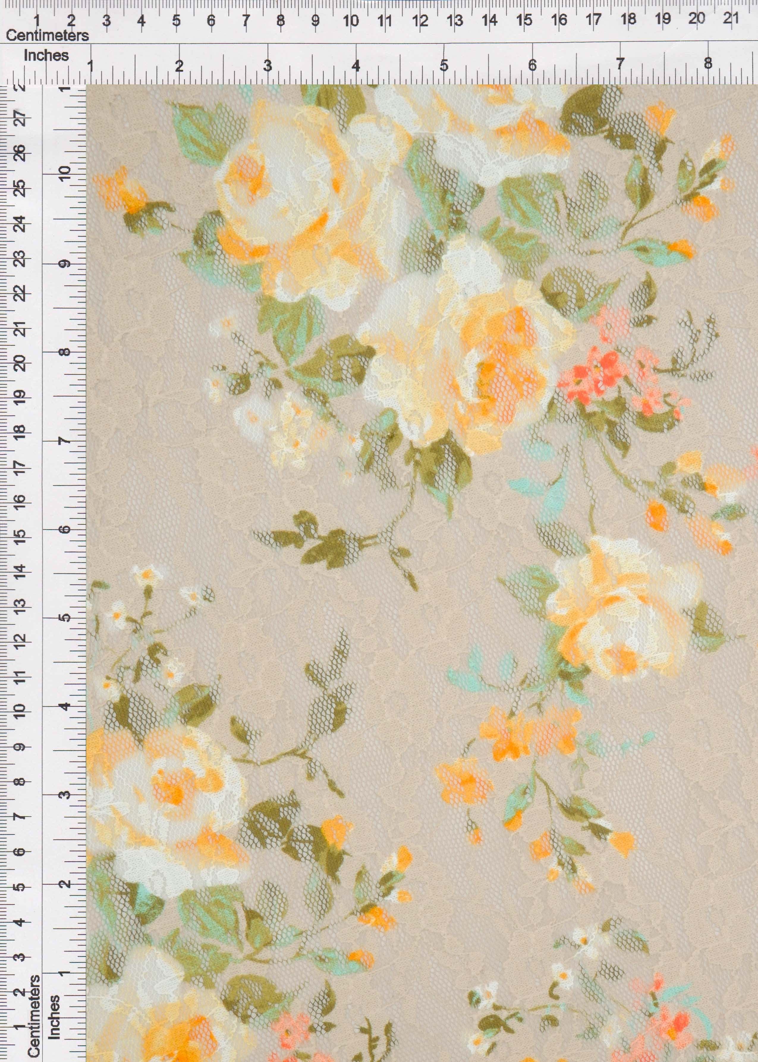 Floral Digital Print Lace Fabric - LACE4481-DU1683