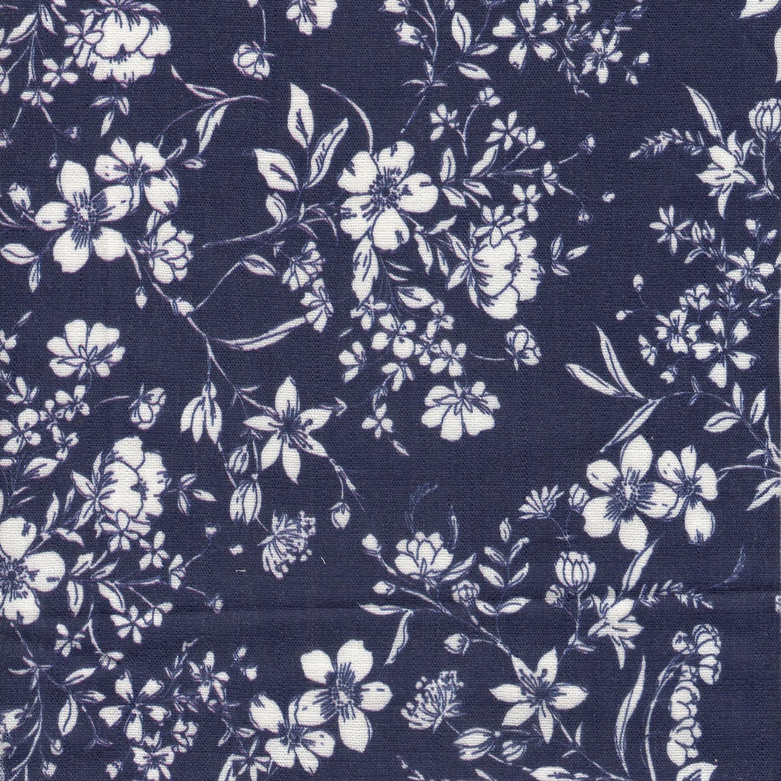 LIN-MS10146 NAVY BLOUSE DRESS FLORAL LINE SLUB PANTS PRINT RAYON SKIRTS SPANDEX TOPS WOVEN