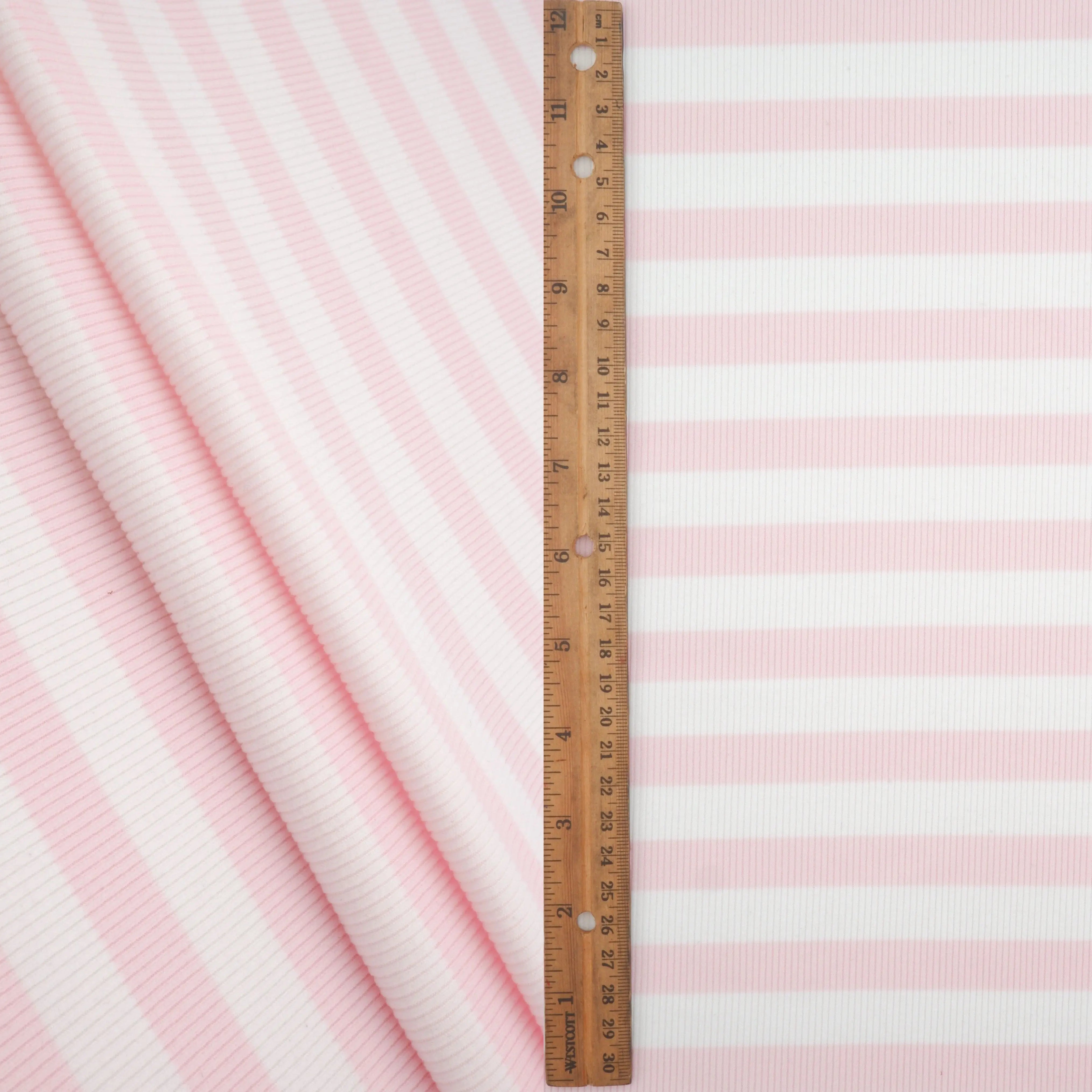 KNT4544 PINK BLOUSE DRESS FLEECE KNIT LOUNGEWEAR POLYESTER RIBBED 2X2 SPANDEX STRETCH STRIPE SWEATSHIRT TOPS TUNICS