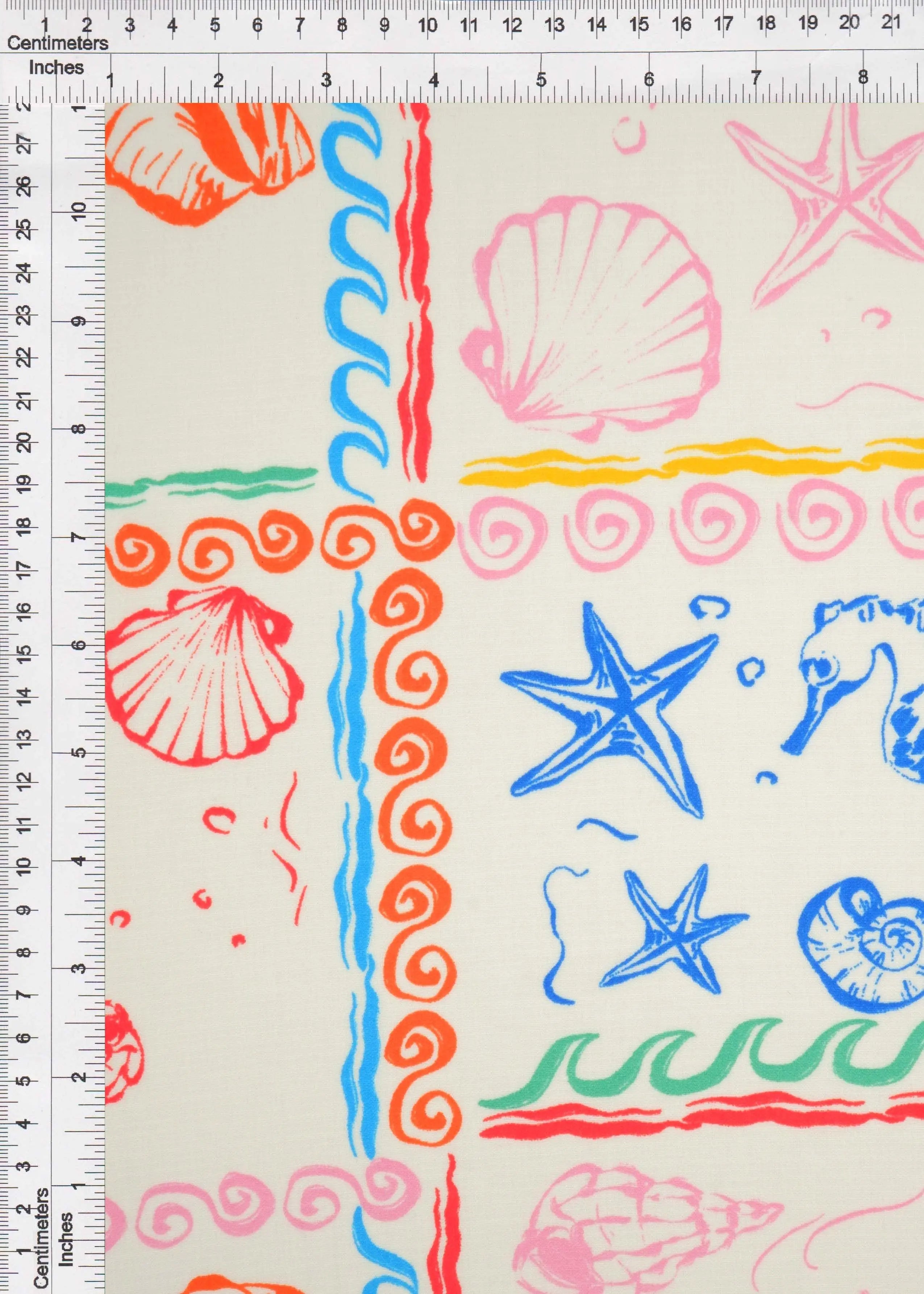 LIN4635-MS11504 IVORY BLOUSE CAMI DRESS LINEN LOOK PANTS POLYESTER PRINT SKIRTS TOPS UNDER SEA WOVEN