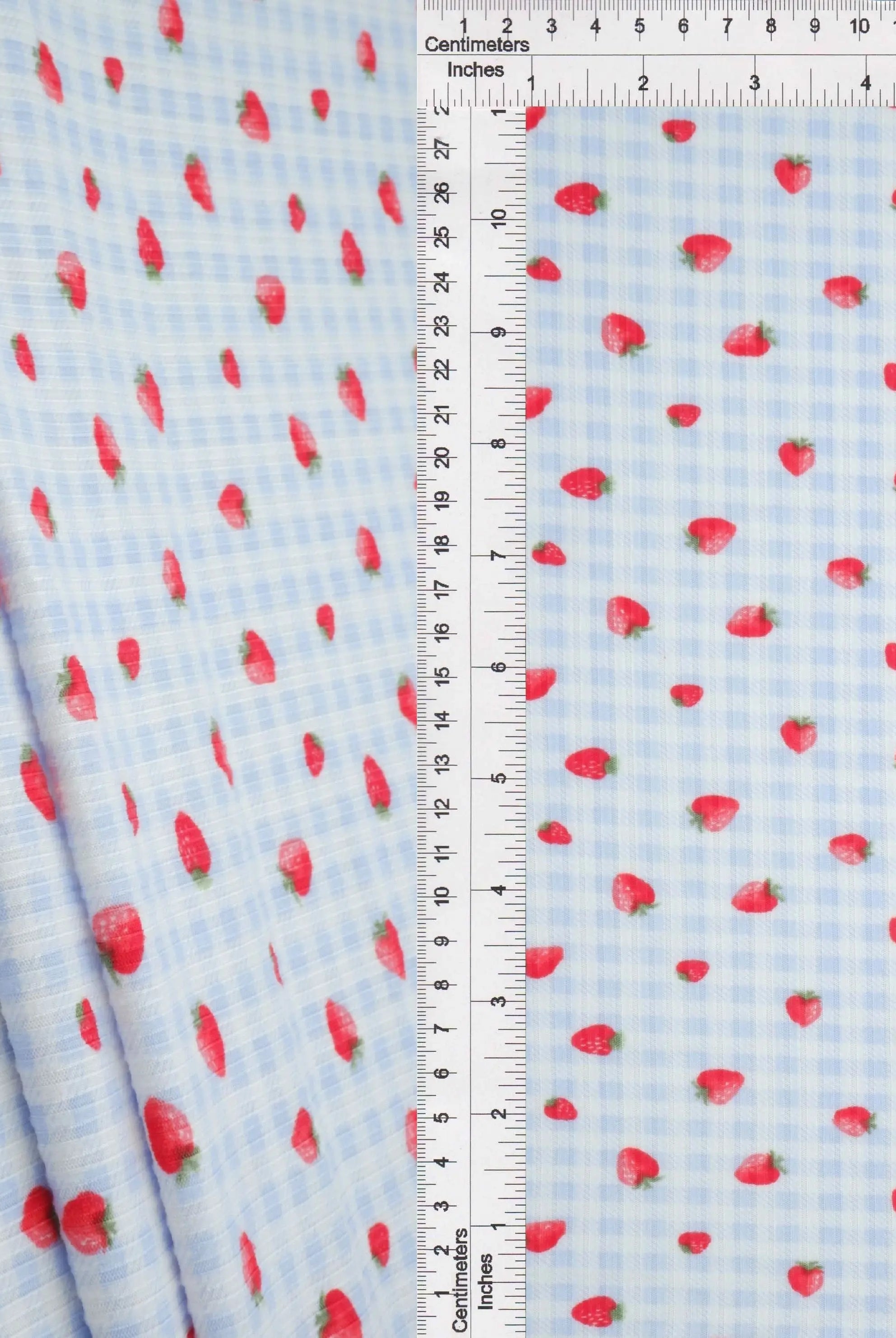 KNT3422-MS11494 BLUE LT. BIKER SHORTS BLOUSE BOTTOMS CAMI DRESS KNIT PANTS POLYESTER PRINT RIB 4X2 SKIRTS SPANDEX STRAWBERRY STRETCH TOPS YUMMY