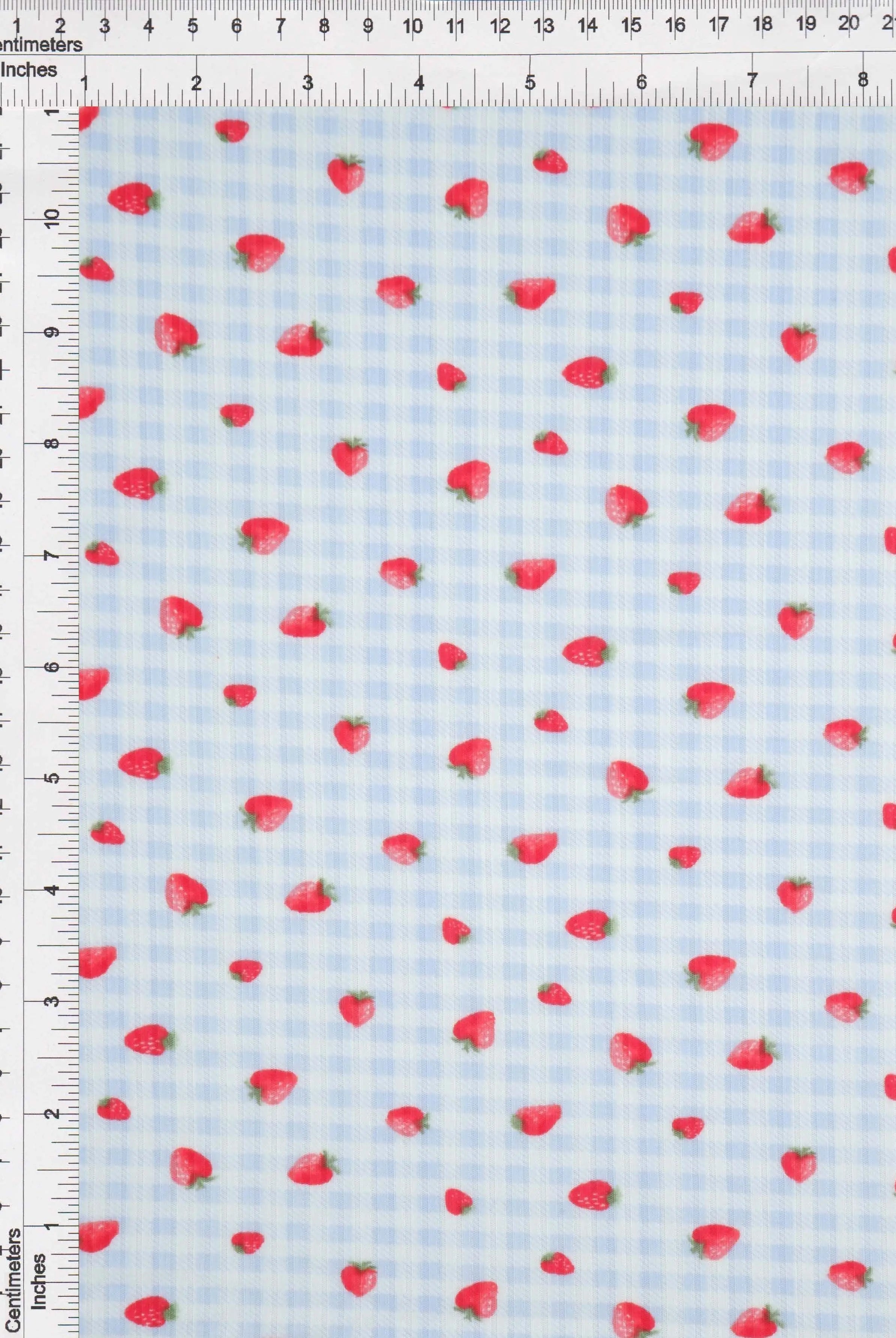 KNT3422-MS11494 BLUE LT. BIKER SHORTS BLOUSE BOTTOMS CAMI DRESS KNIT PANTS POLYESTER PRINT RIB 4X2 SKIRTS SPANDEX STRAWBERRY STRETCH TOPS YUMMY