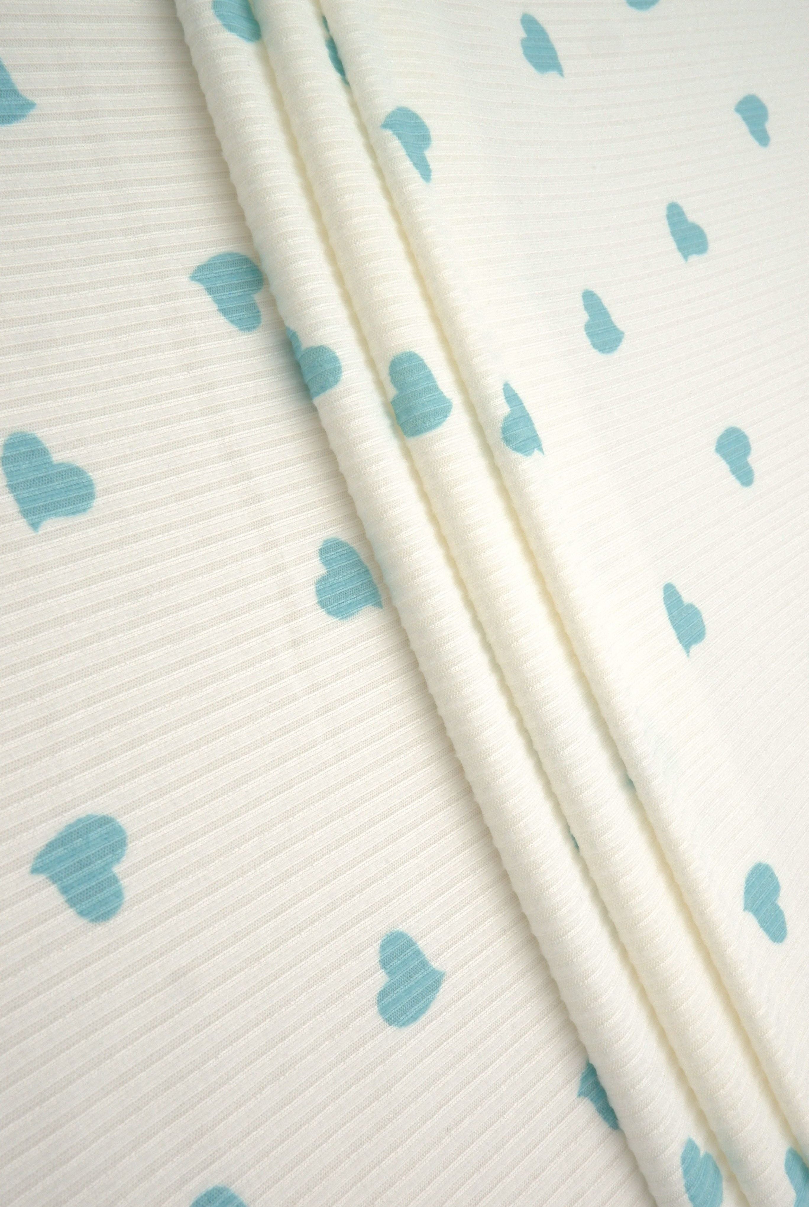 Heart Print Ribbed Knit Fabric - KNT3422-Q10913