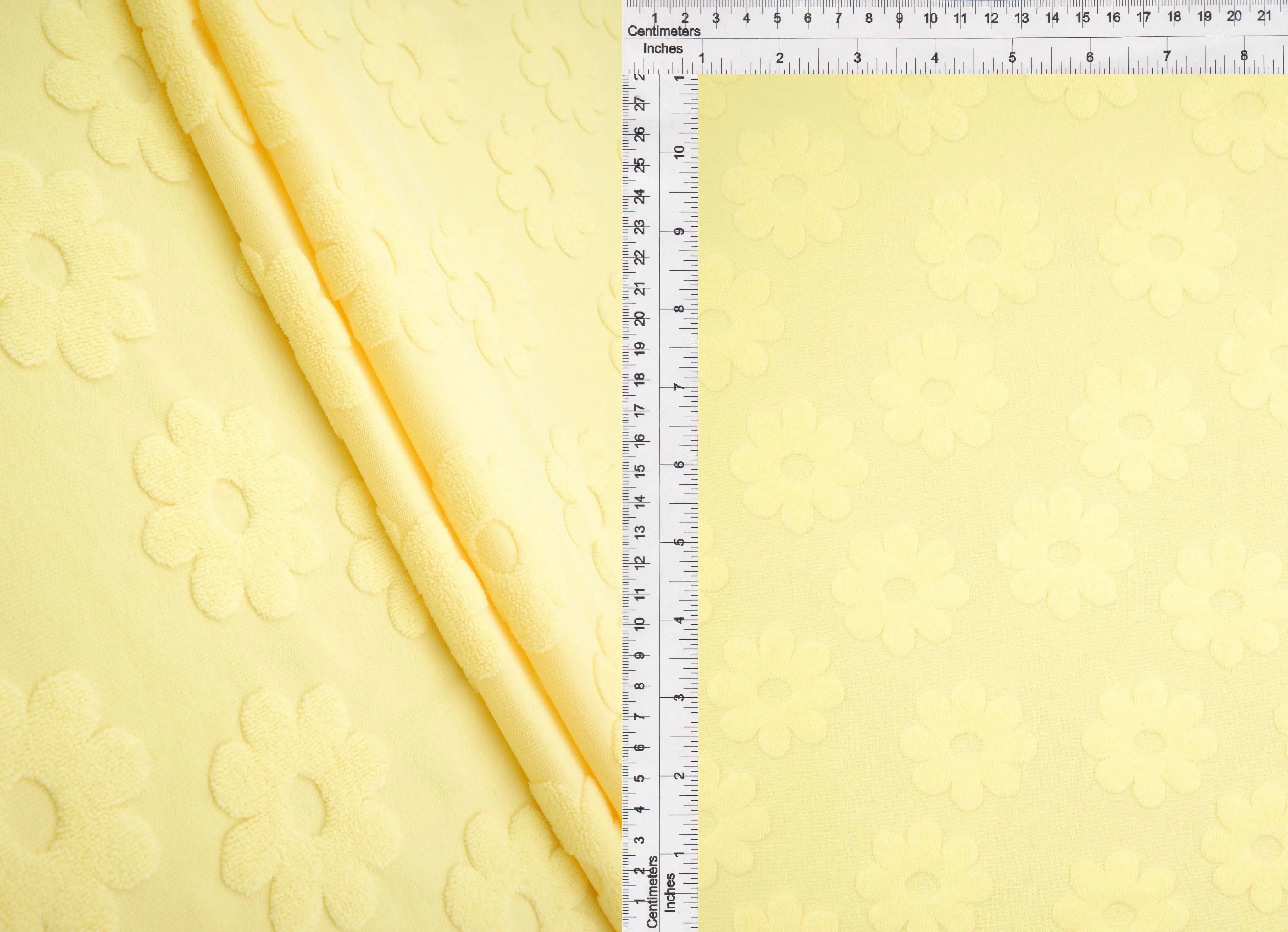 JACQ-4480 YELLOW LT. BOTTOMS DAISY FLOWER DRESS GEOMETRIC JACQUARD KNIT LIVERPOOL OUTERWEAR PANTS POLYESTER SKIRTS SOLID SPANDEX STRETCH SWEATER TOPS