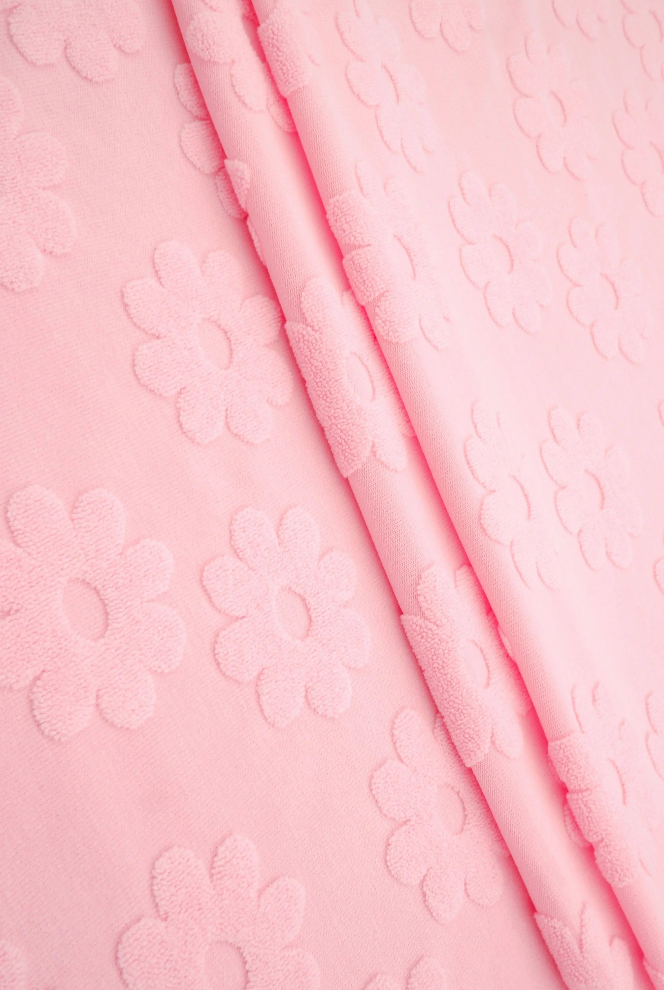 JACQ-4480 PINK NEW BOTTOMS DAISY FLOWER DRESS GEOMETRIC JACQUARD KNIT LIVERPOOL OUTERWEAR PANTS POLYESTER SKIRTS SOLID SPANDEX STRETCH SWEATER TOPS