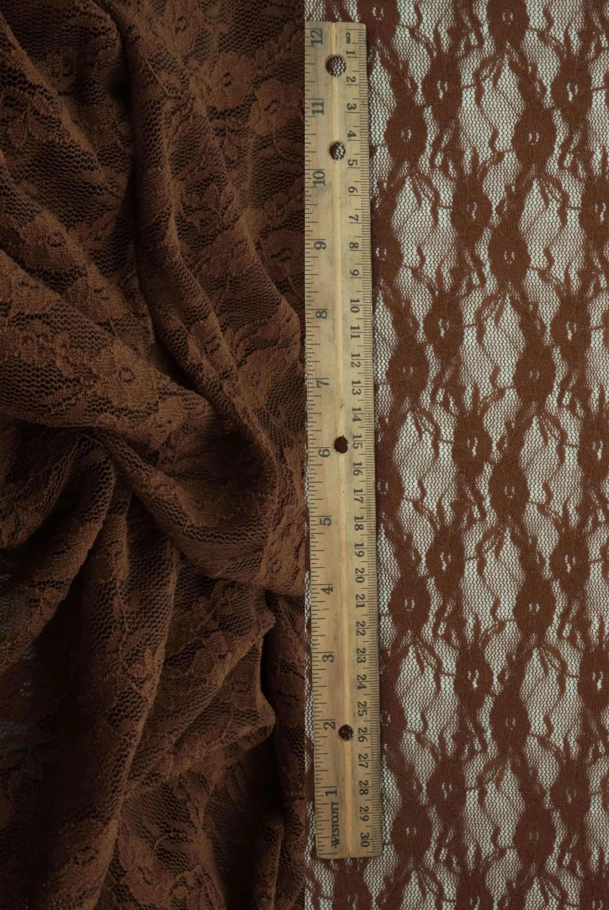 LACE-4481 BROWN BLOUSE BODYSUIT DRESS FLORAL LACE LOUNGEWEAR NO-PRINT NYLON SOLID SPANDEX T-SHIRT TOPS TUNICS