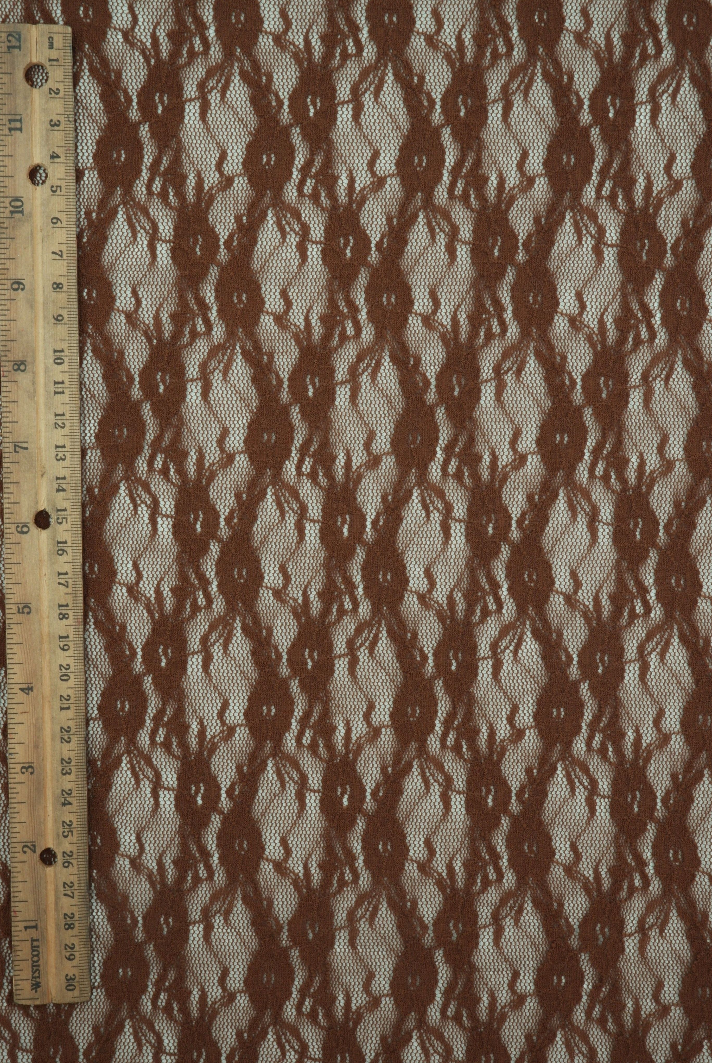 LACE-4481 BROWN BLOUSE BODYSUIT DRESS FLORAL LACE LOUNGEWEAR NO-PRINT NYLON SOLID SPANDEX T-SHIRT TOPS TUNICS