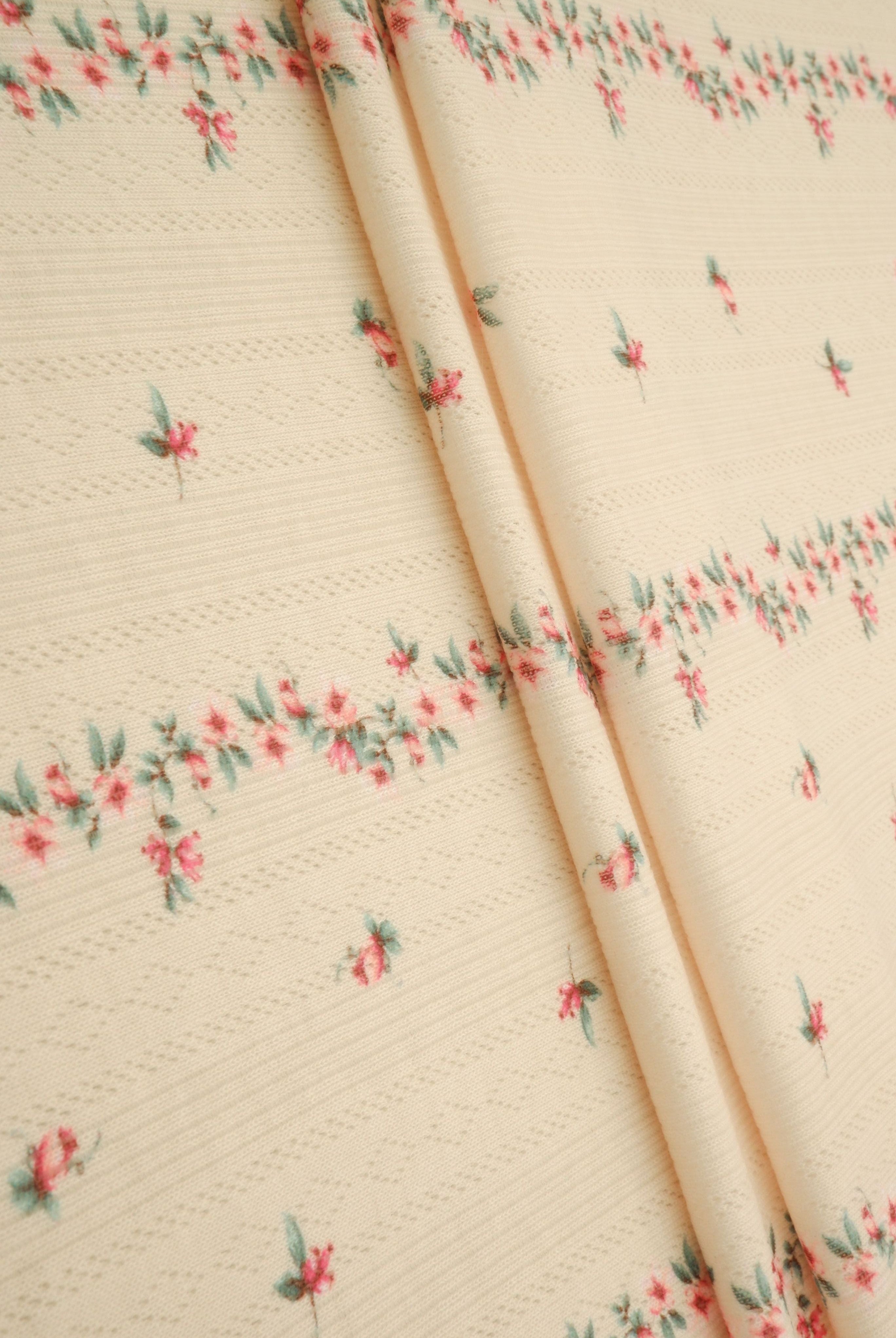 Ditsy Floral Pointelle Print Fabric KNT4653-MS11543