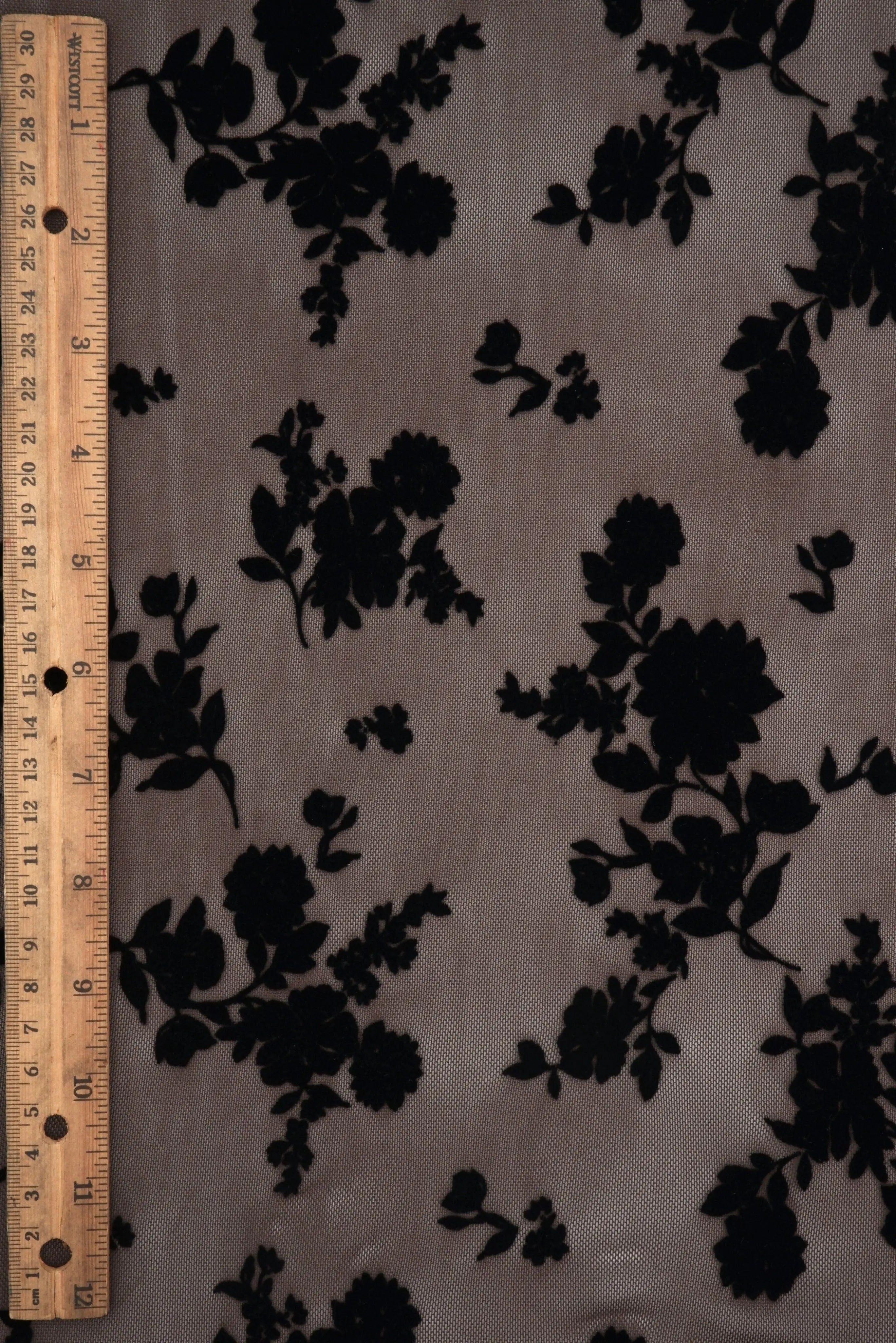 Floral Mesh Flocking Fabric FLOCK-MS11575