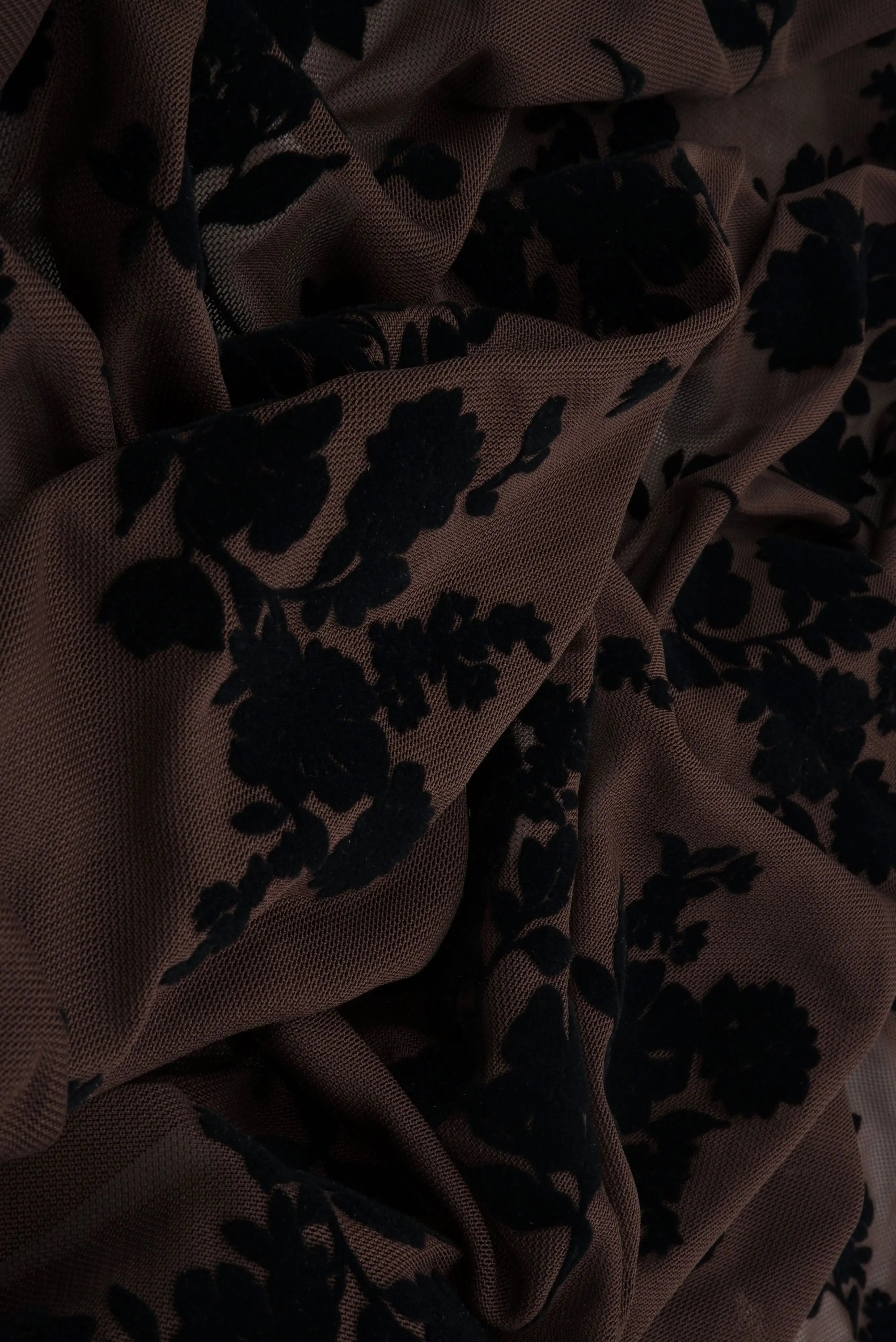 Floral Mesh Flocking Fabric FLOCK-MS11575