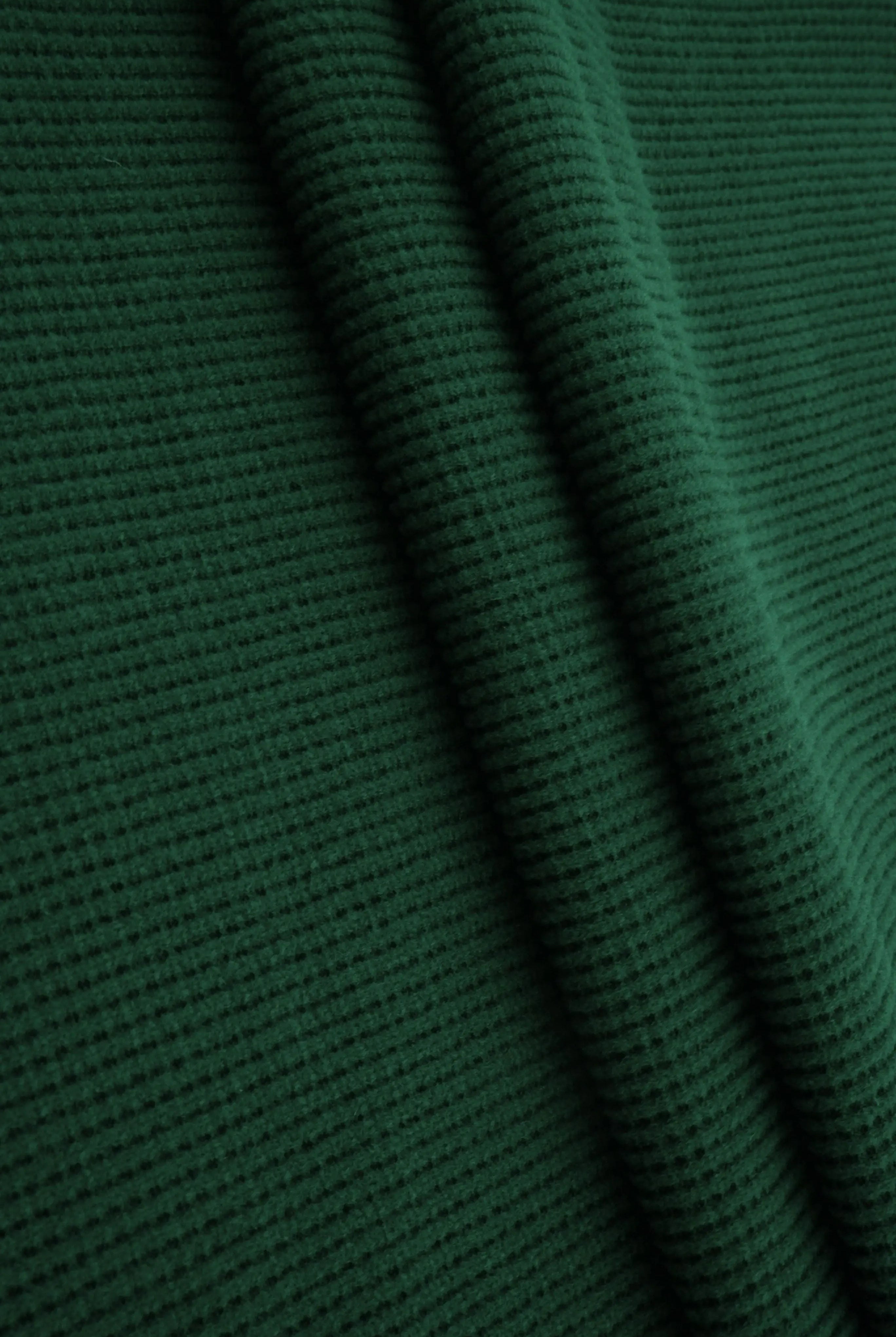 KNT4612 HUNTER GREEN BOTTOMS KNIT NO-PRINT PANTS SKIRTS SOLID-B STRETCH SWEATER SWEATSHIRT TOPS TUNICS WAFFLE