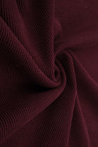 KNT4612 BURGUNDY BOTTOMS KNIT NO-PRINT PANTS SKIRTS SOLID-B STRETCH SWEATER SWEATSHIRT TOPS TUNICS WAFFLE