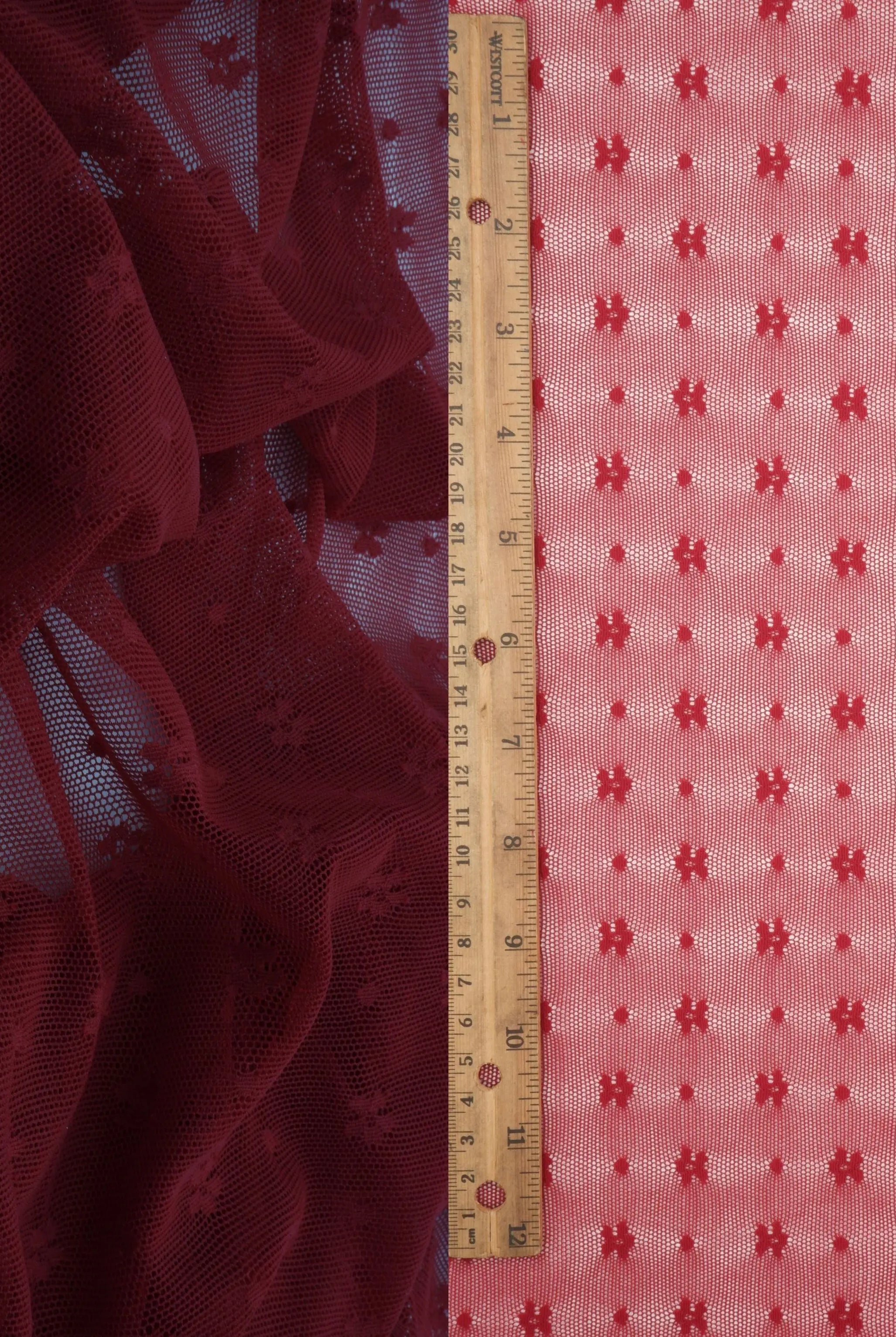 LACE-4658 CHERRY RED BLOUSE BODYSUIT DRESS LACE NYLON SKIRTS SPANDEX TOPS TUNICS