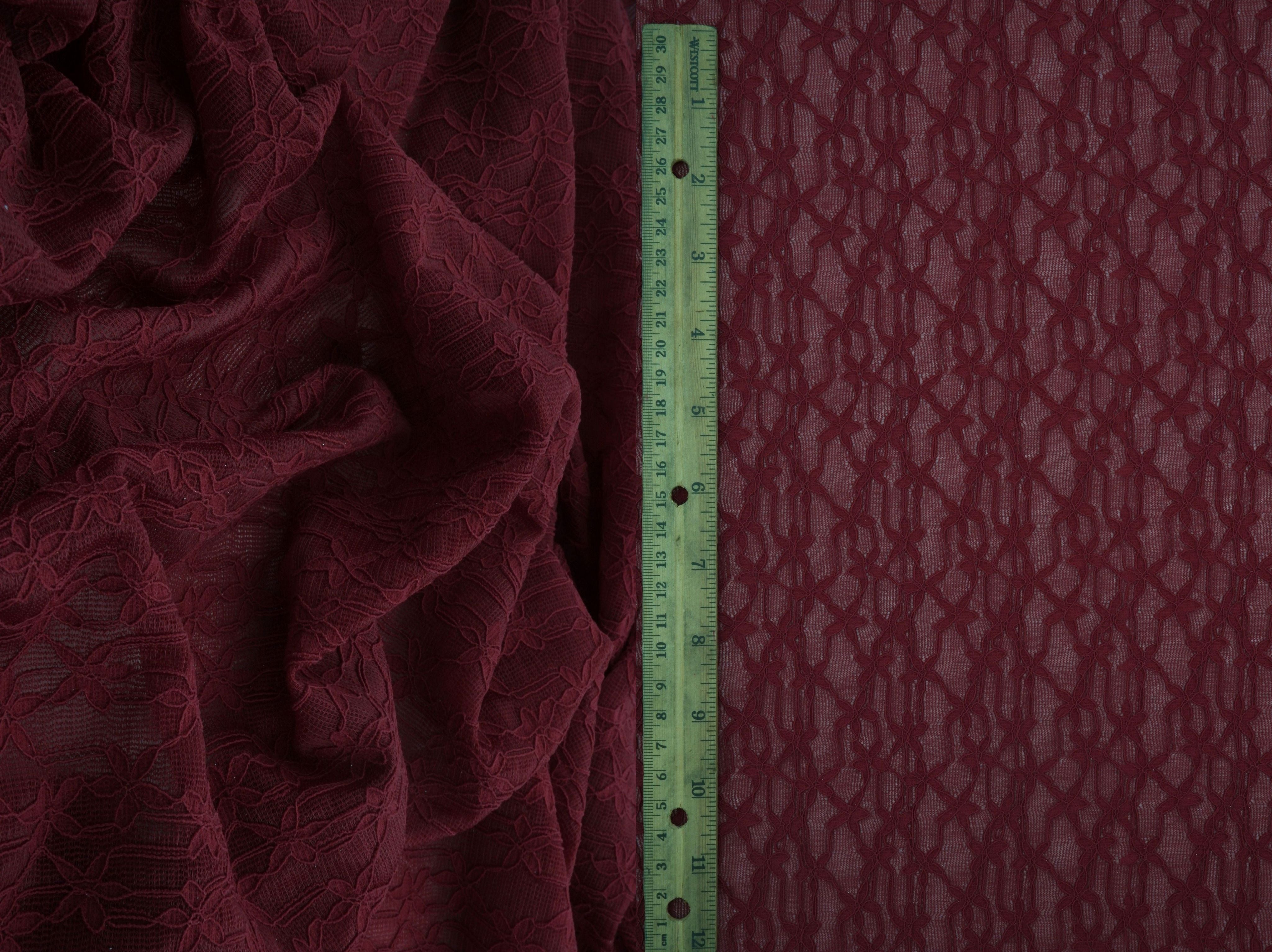 LACE4511 BURGUNDY BLOUSE BOTTOMS DITSY DRESS FLOWER LACE NYLON PANTS SKIRTS SOLID-B SPANDEX TOPS