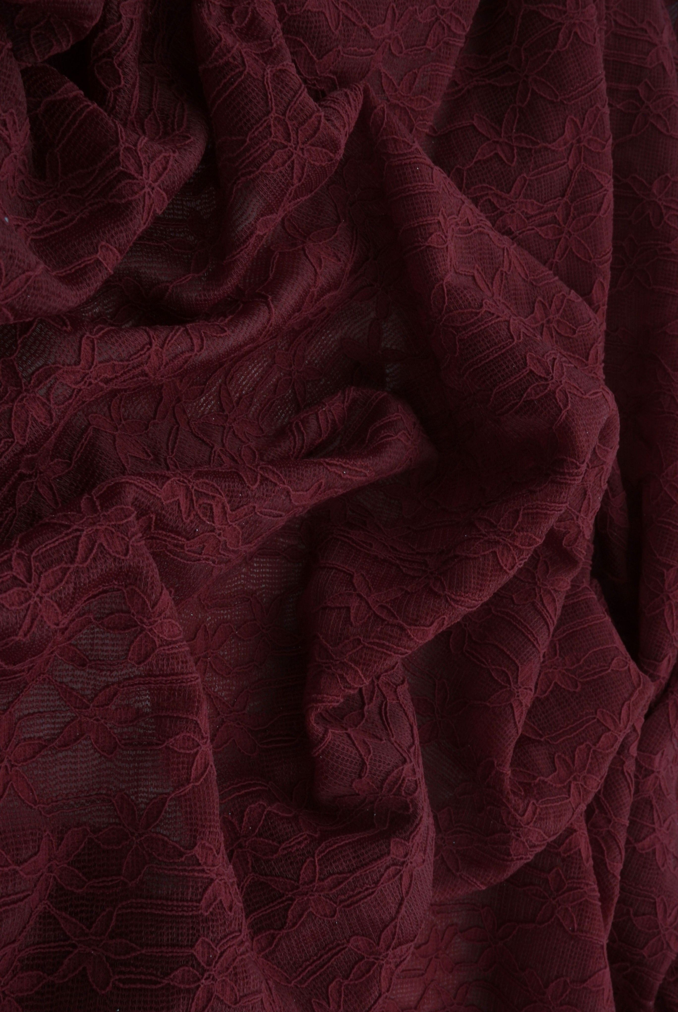 LACE4511 BURGUNDY BLOUSE BOTTOMS DITSY DRESS FLOWER LACE NYLON PANTS SKIRTS SOLID-B SPANDEX TOPS