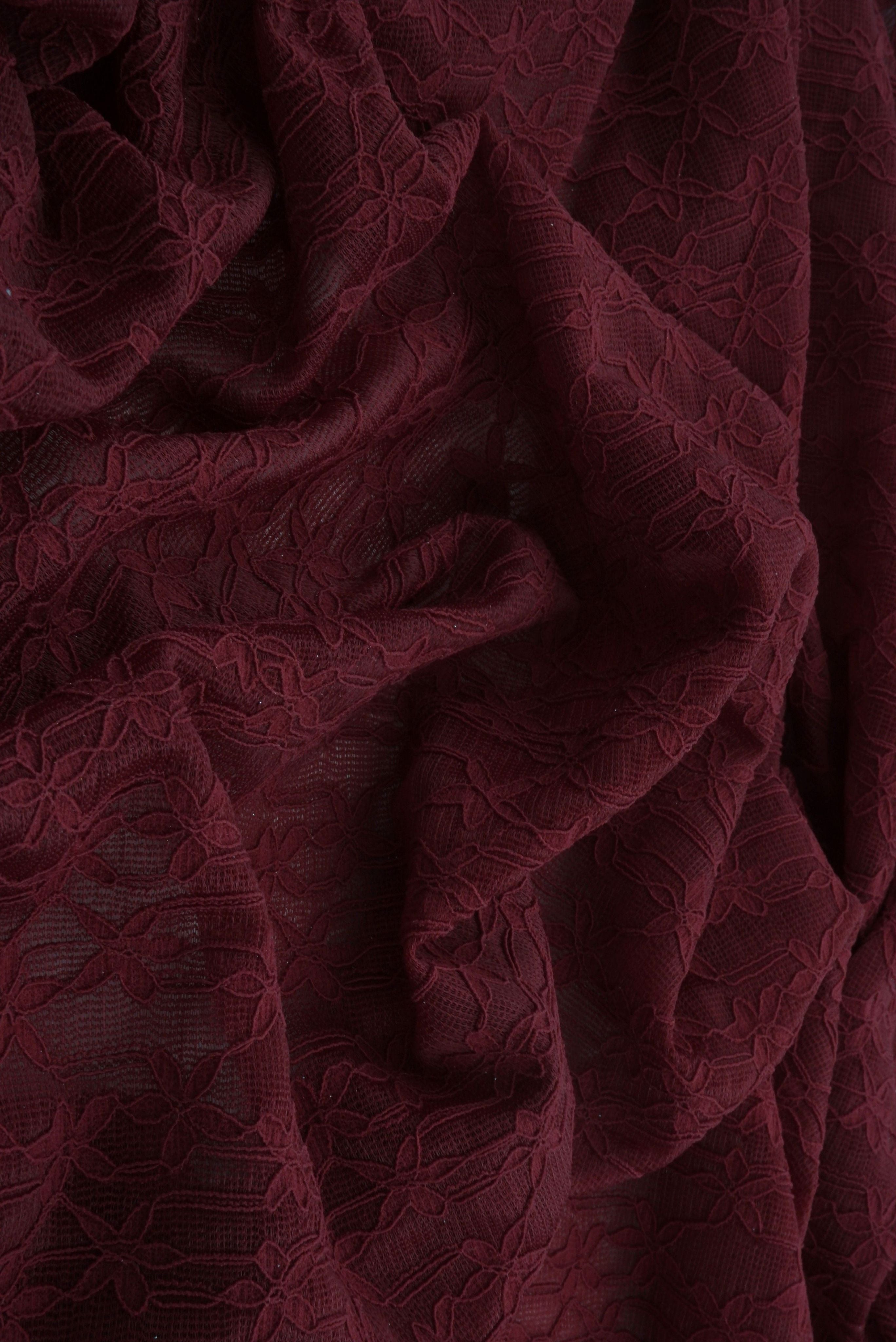 LACE4511 BURGUNDY BLOUSE BOTTOMS DITSY DRESS FLOWER LACE NYLON PANTS SKIRTS SOLID-B SPANDEX TOPS