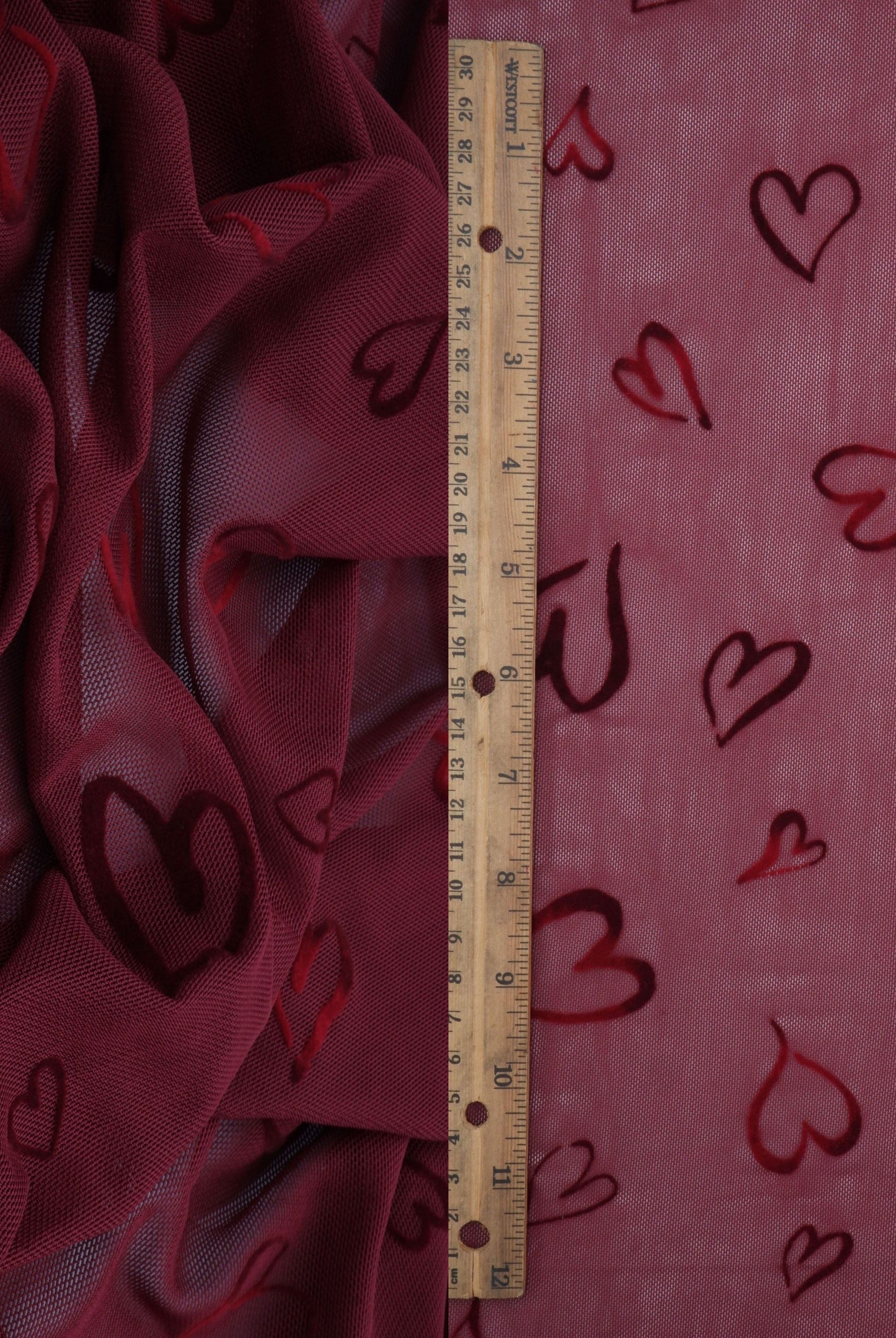 Heart Flocked Double Color Mesh Fabric FLOCK-MS11550