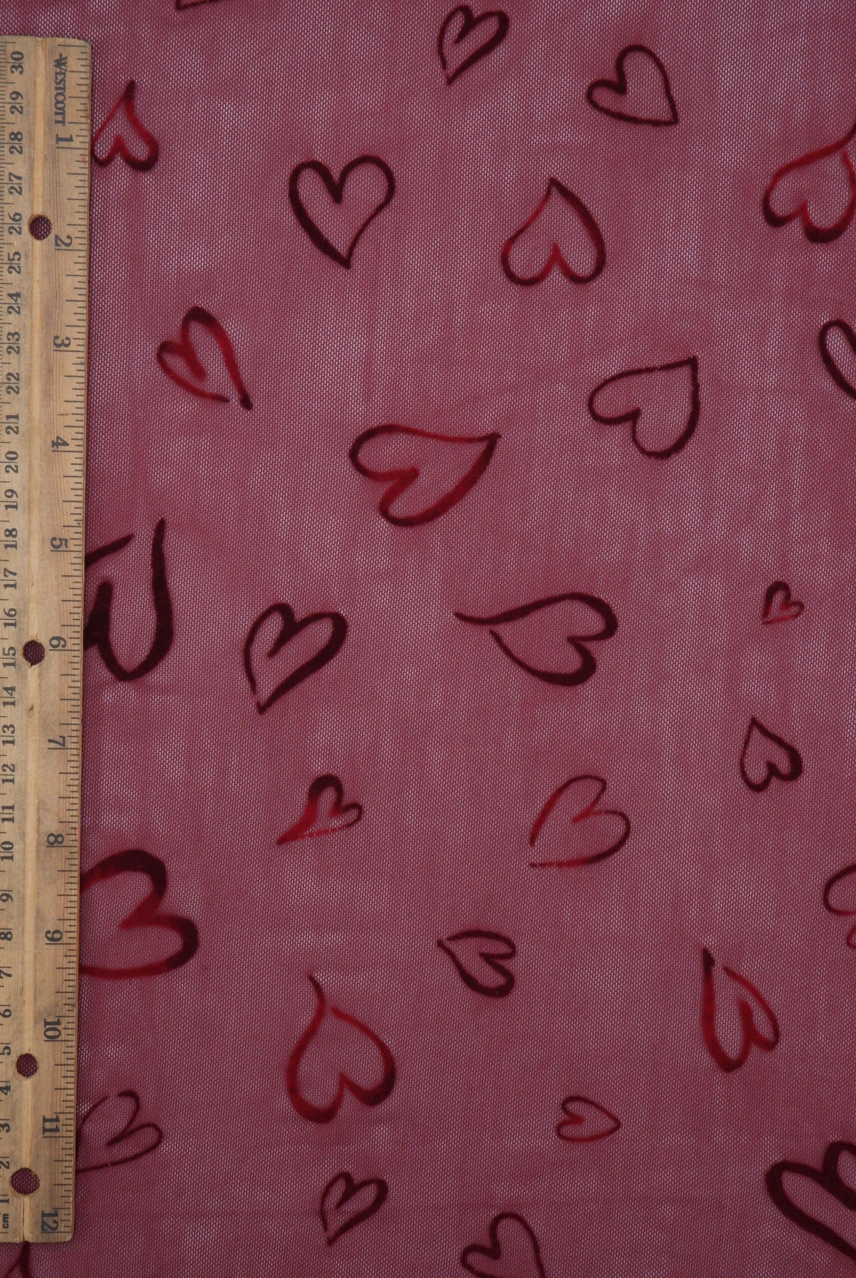 Heart Flocked Double Color Mesh Fabric FLOCK-MS11550