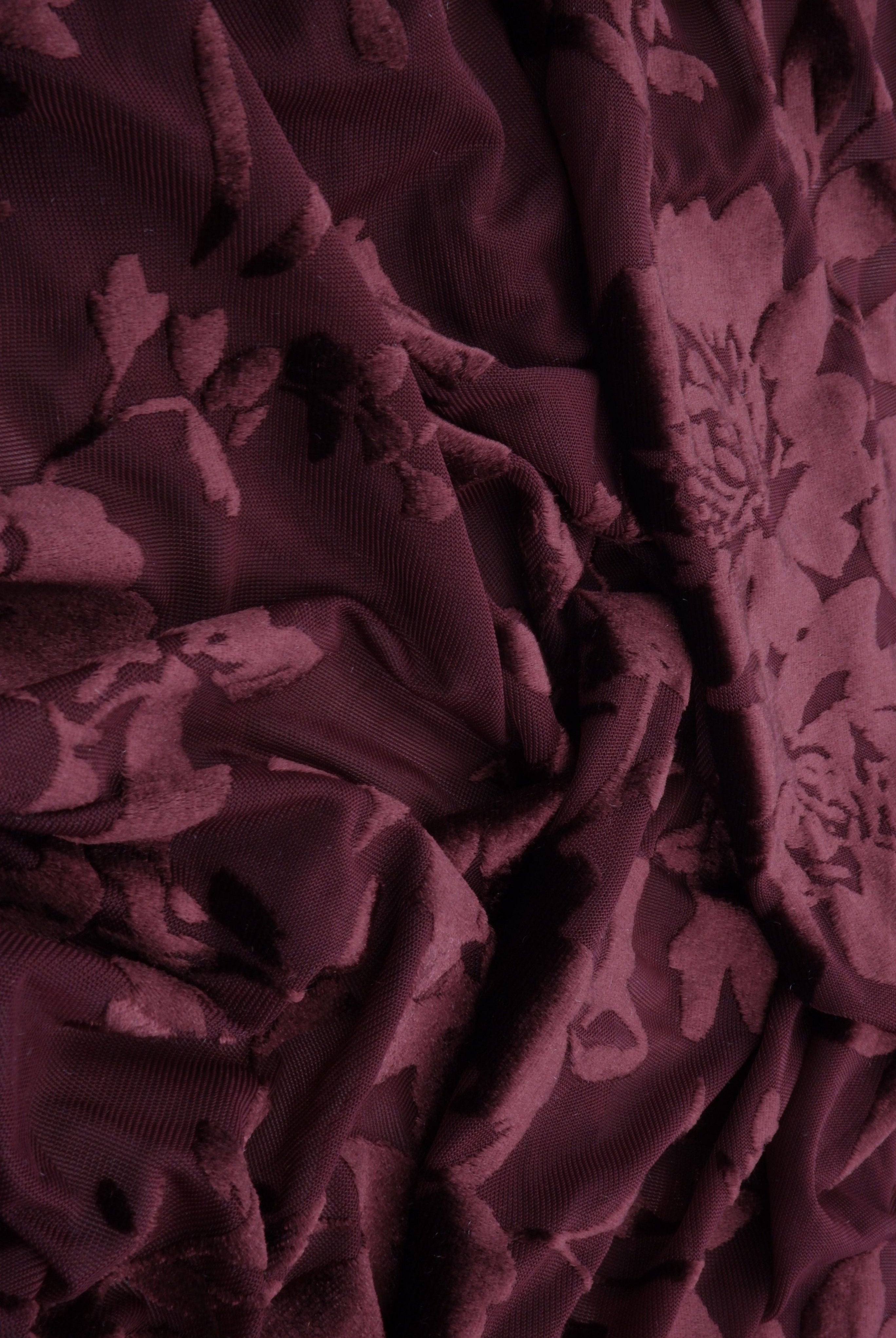 Floral Velvet Burnout Stretch Knit Fabric - KNT3869-MS11375