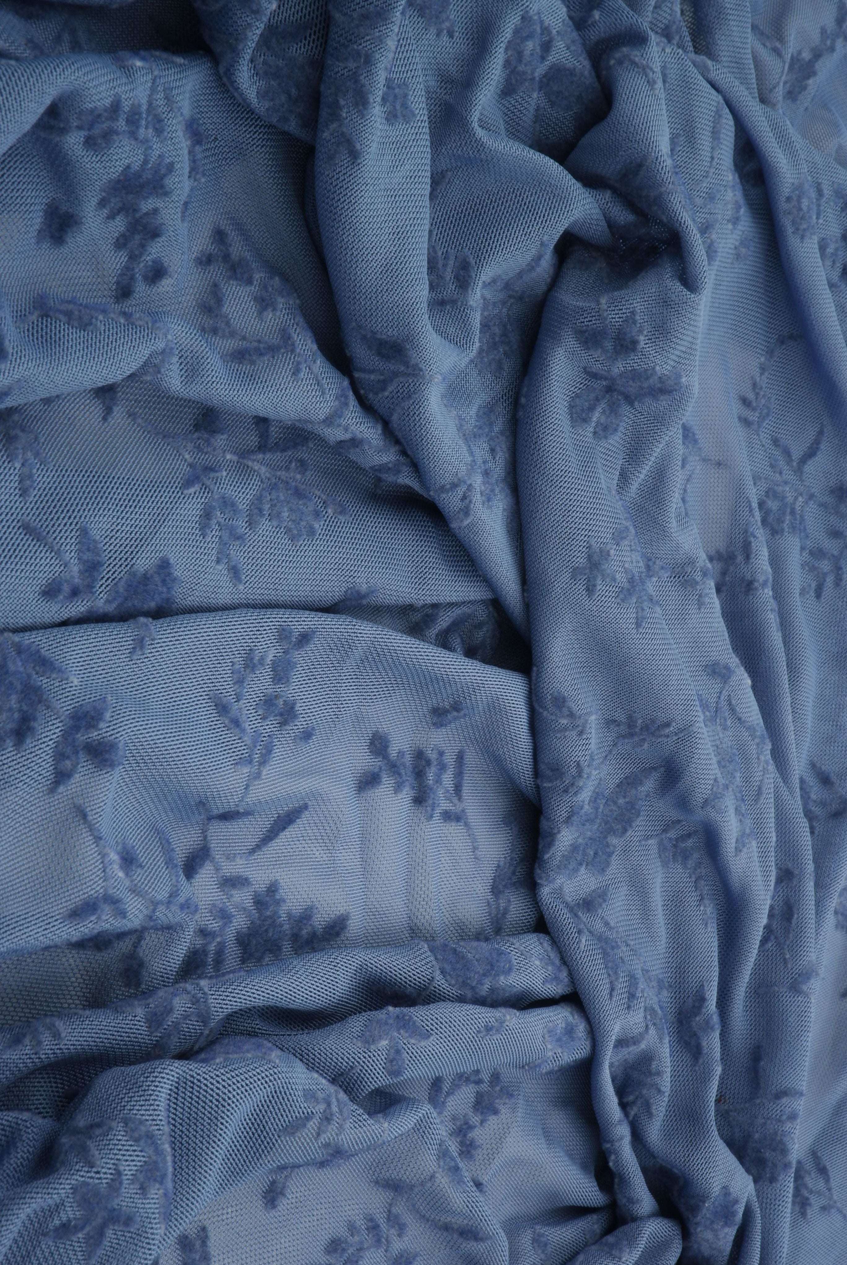 Floral Mesh Flocking Fabric FLOCK-MS11576