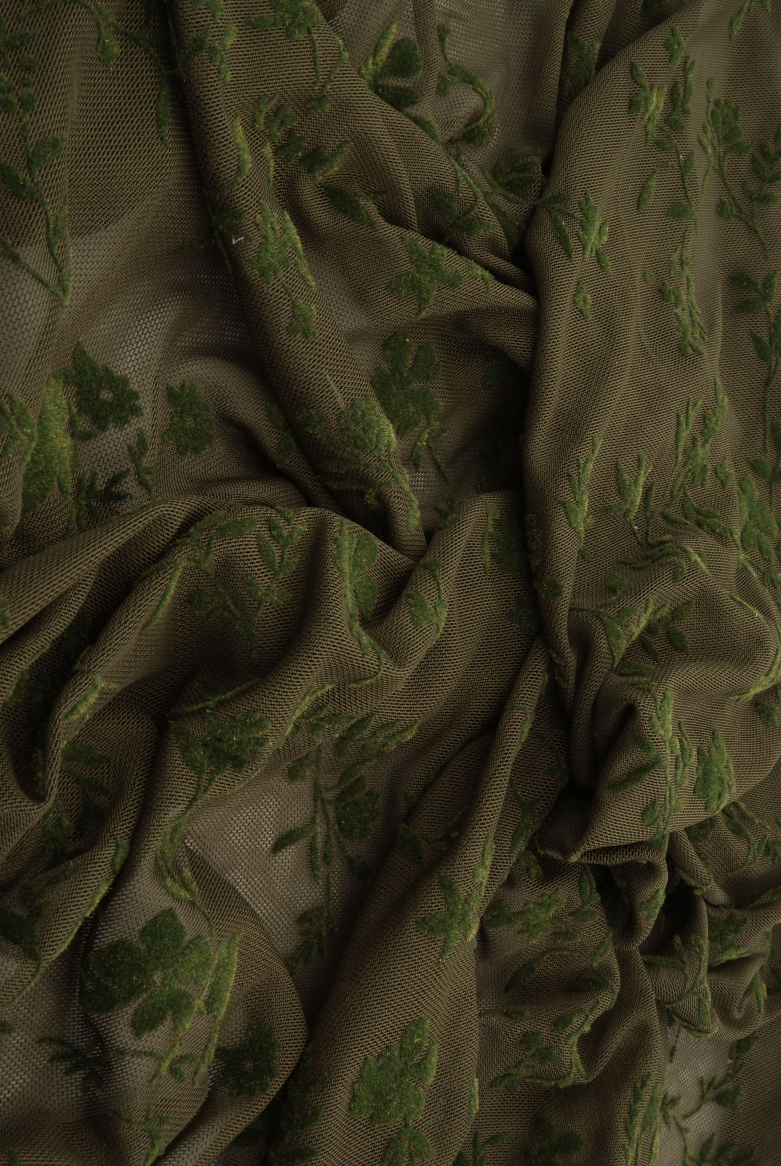 Floral Mesh Flocking Fabric FLOCK-MS11576