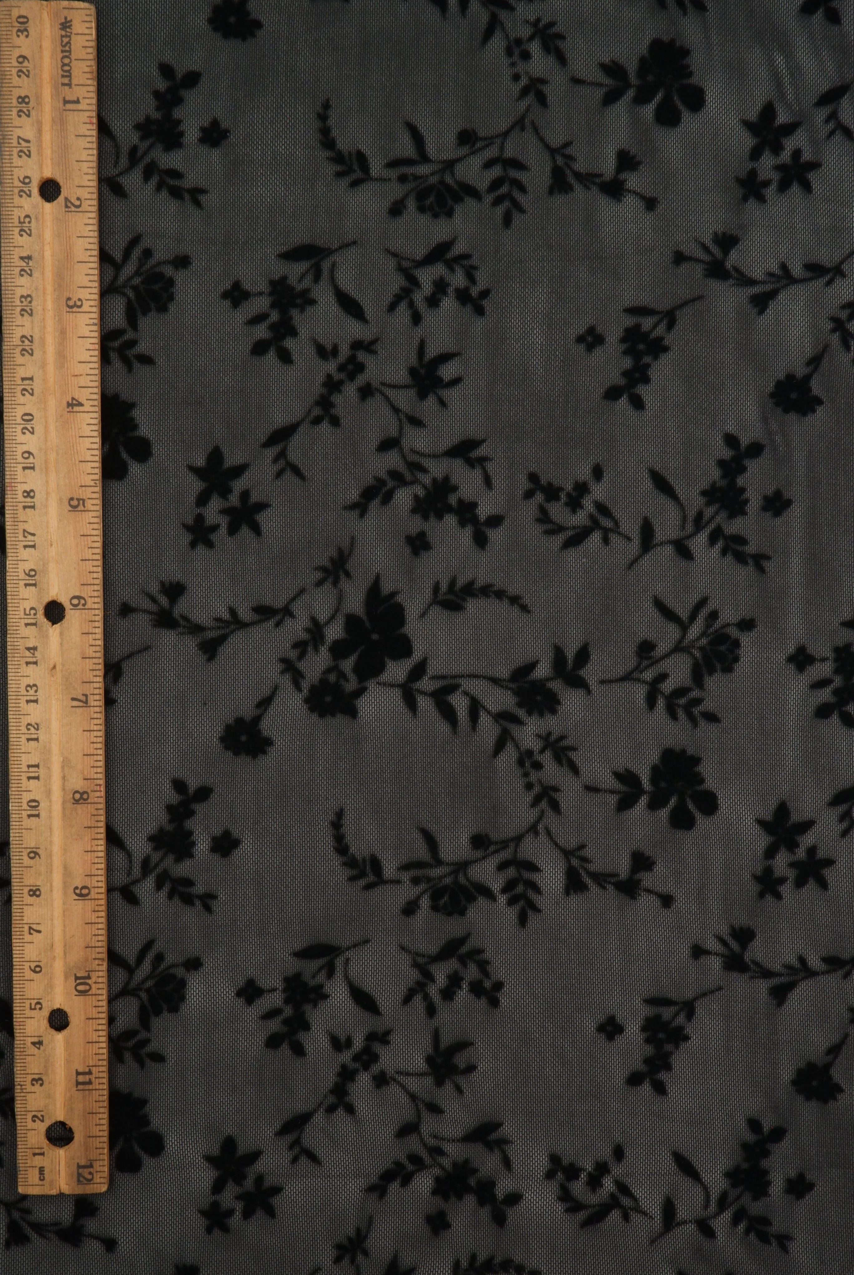 Floral Mesh Flocking Fabric FLOCK-MS11576