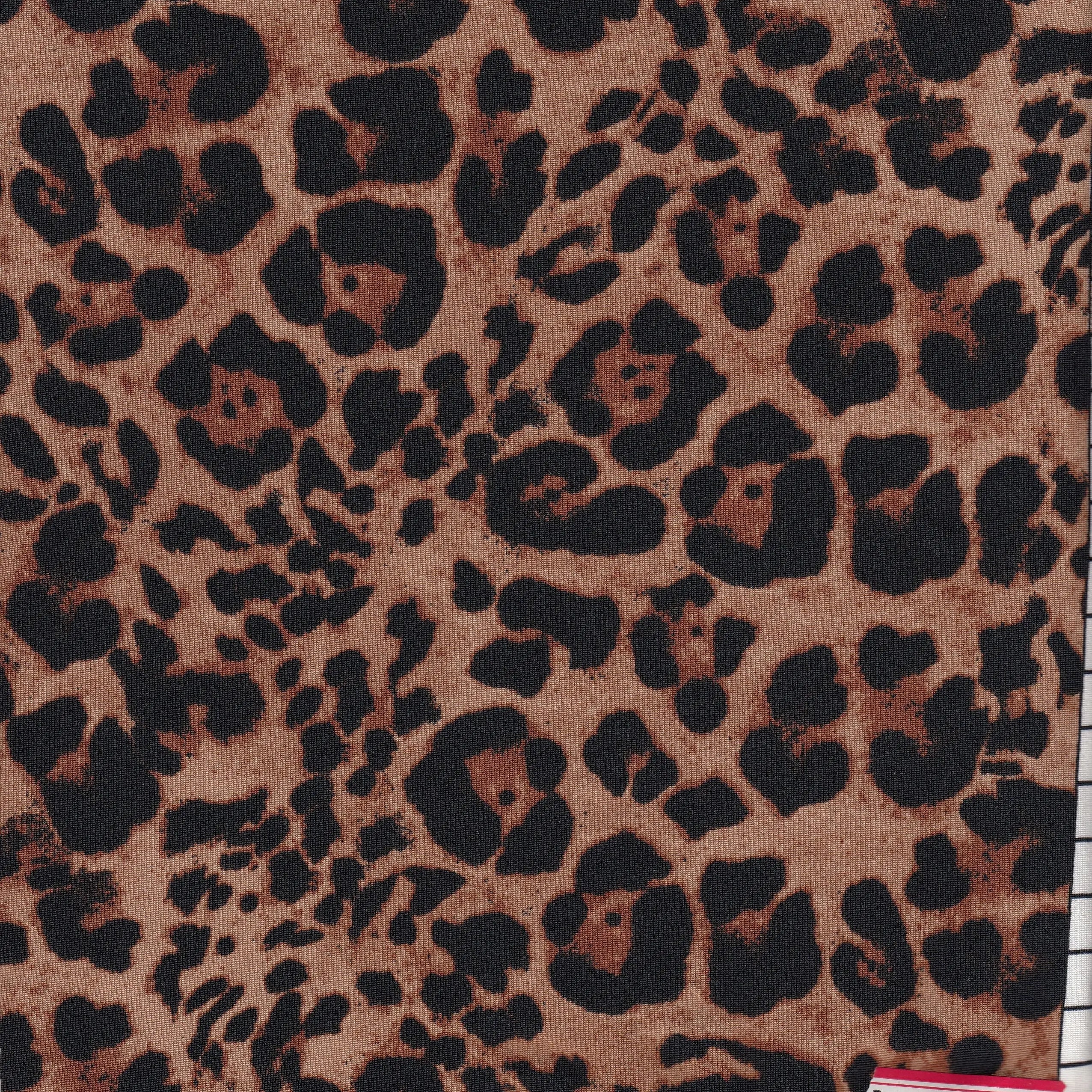 KNT4498-DU148 BROWN ACTIVEWEAR ANIMAL BIKER SHORTS BLOUSE BODYSUIT BOTTOMS CAMI DIGITAL PRINT DRESS KNIT LEOPARD PANTS POLYESTER SKIRTS SPANDEX STRETCH TOPS