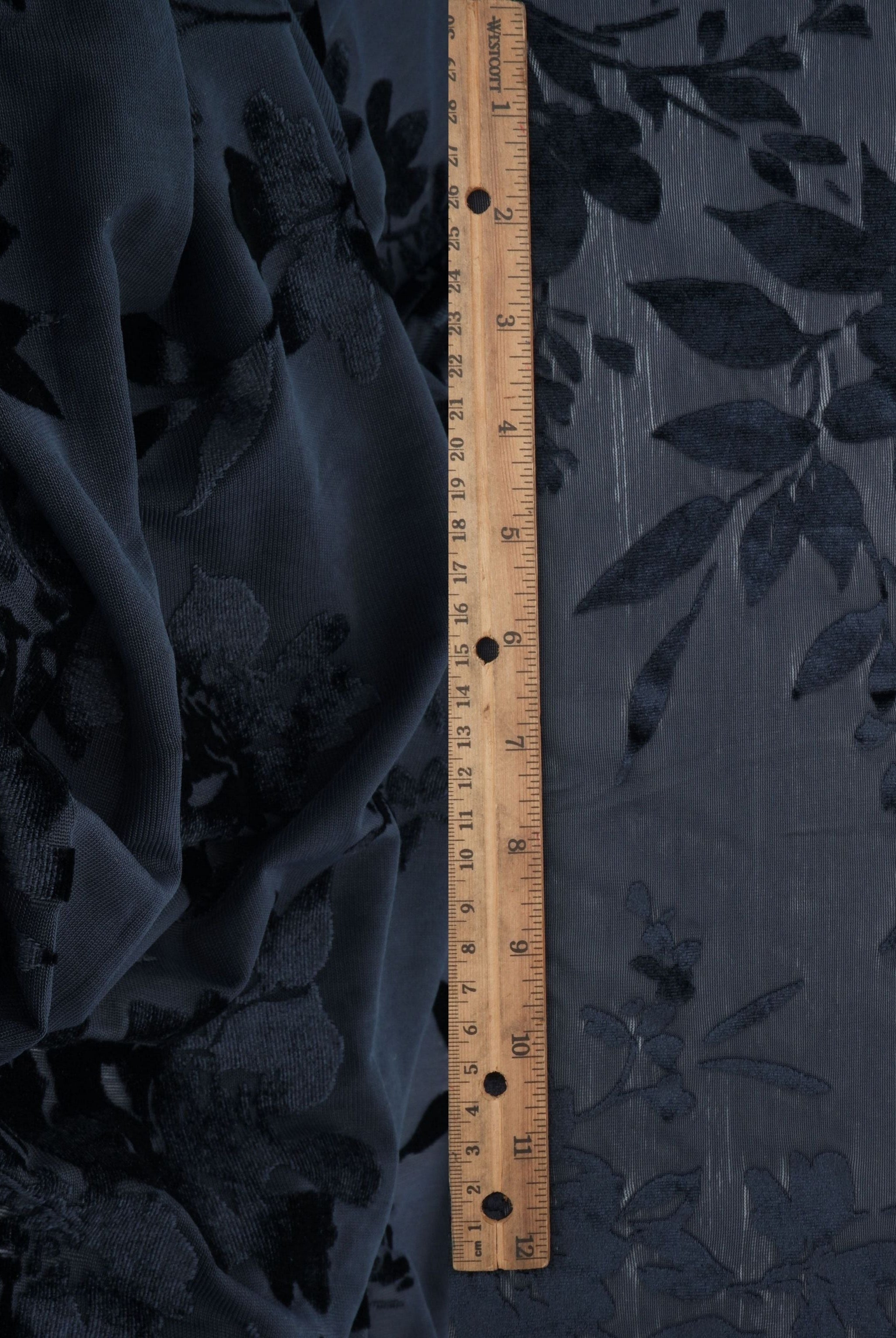 Floral Velvet Burnout Stretch Knit Fabric - KNT3869-MS11375