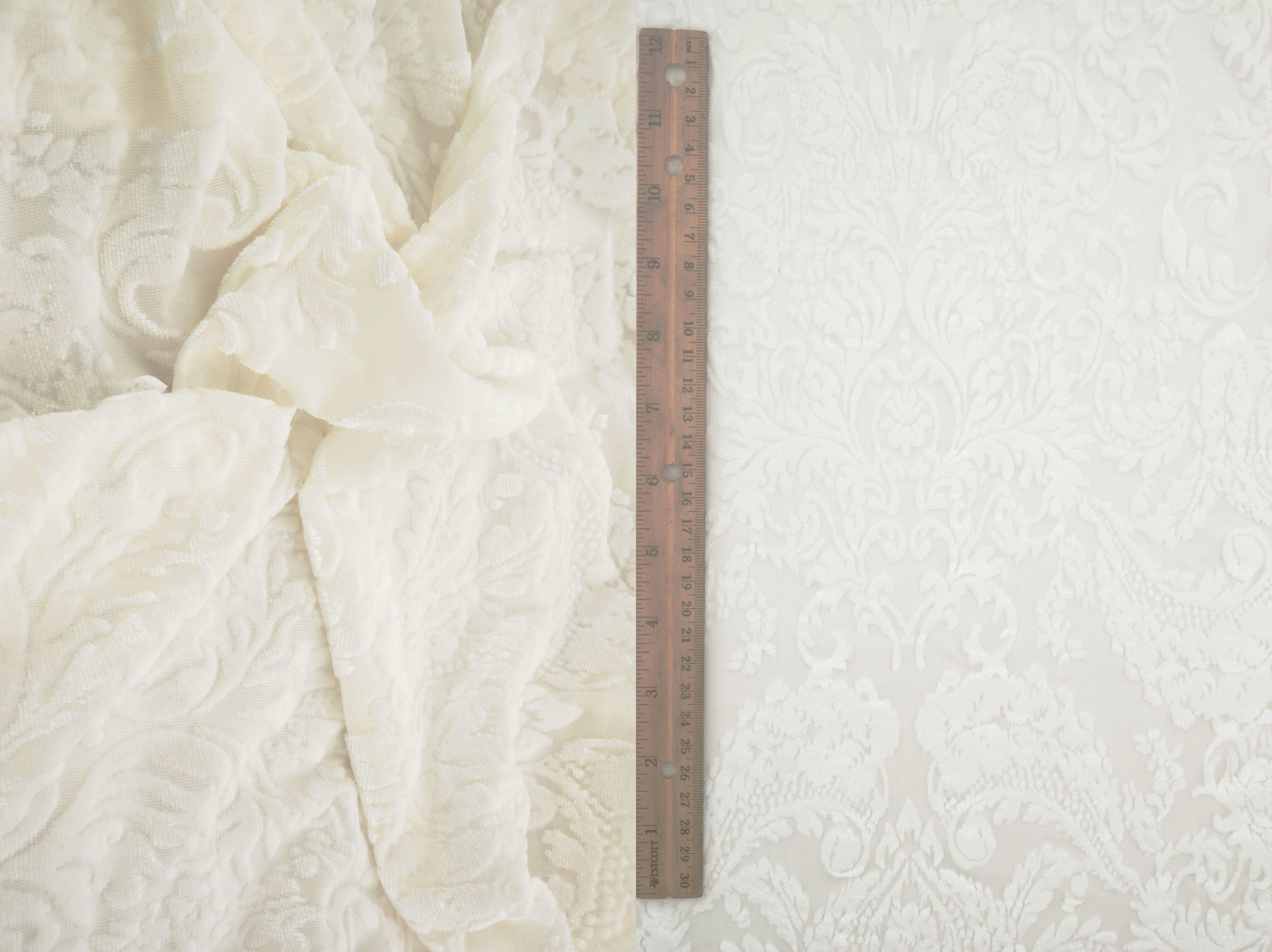 Damask Wallpaper Velvet Burnout Knit Fabric KNT3869-MS11379