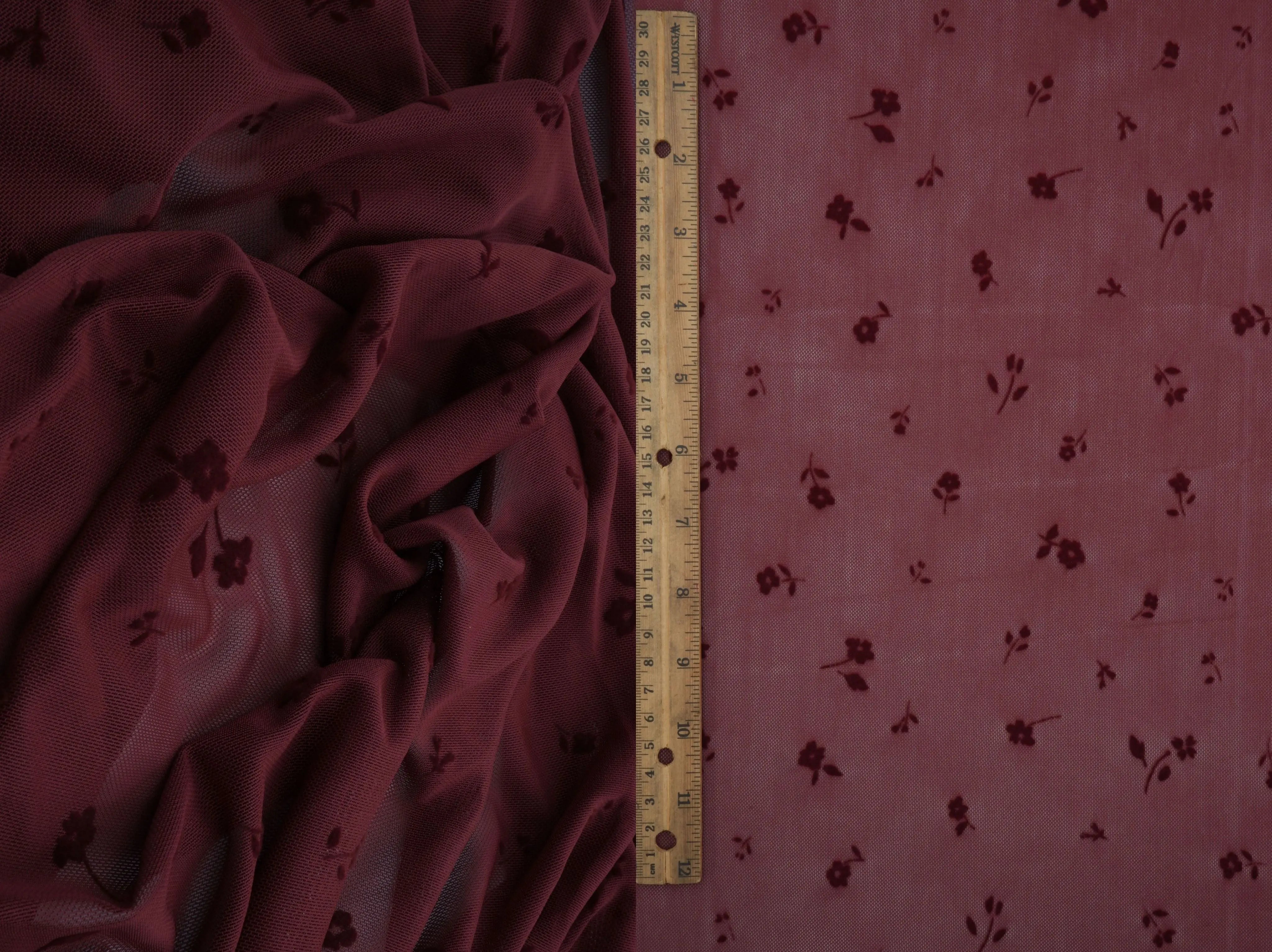 Ditsy Floral Flocking Mesh Fabric FLOCK-MS11279