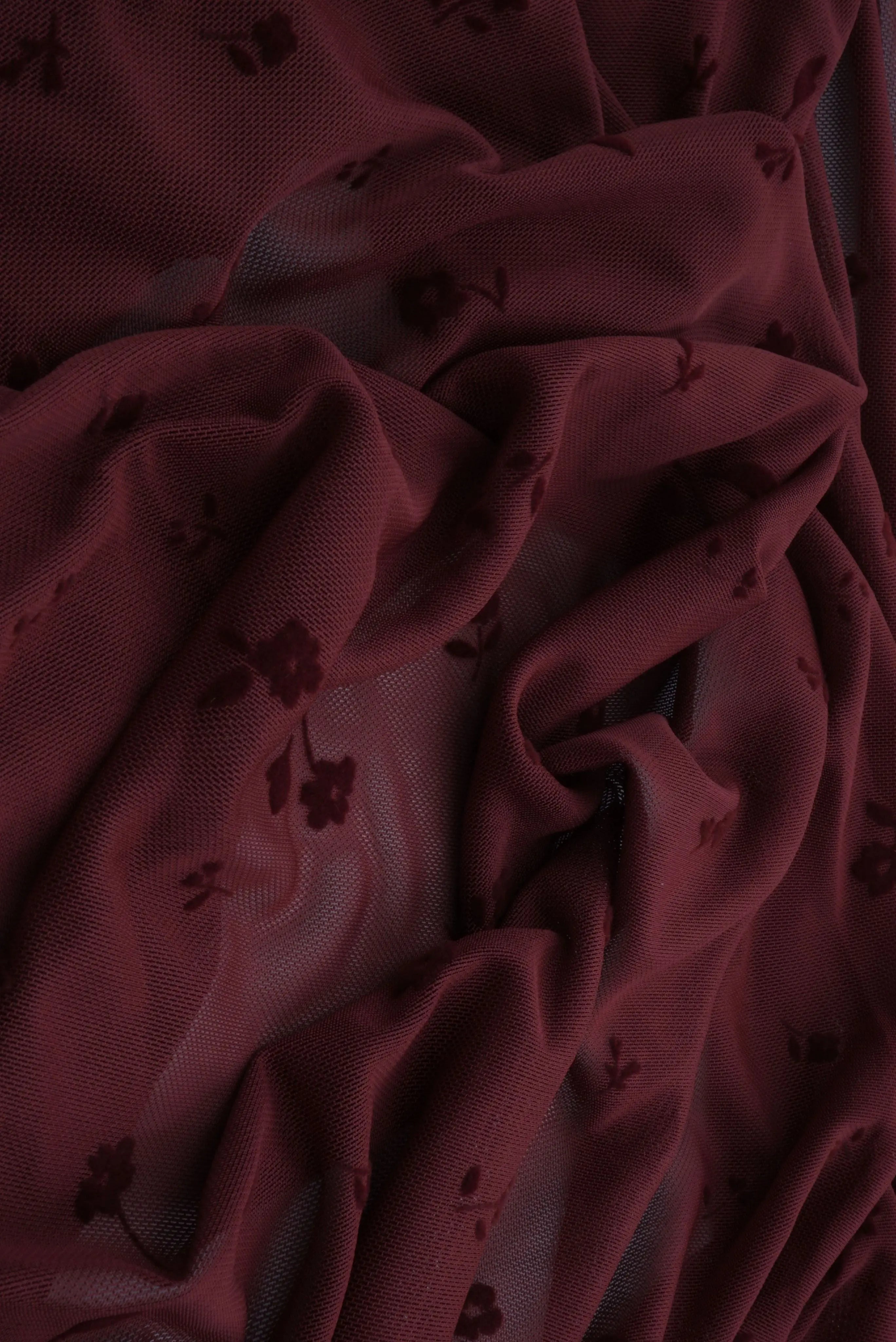 Ditsy Floral Flocking Mesh Fabric FLOCK-MS11279