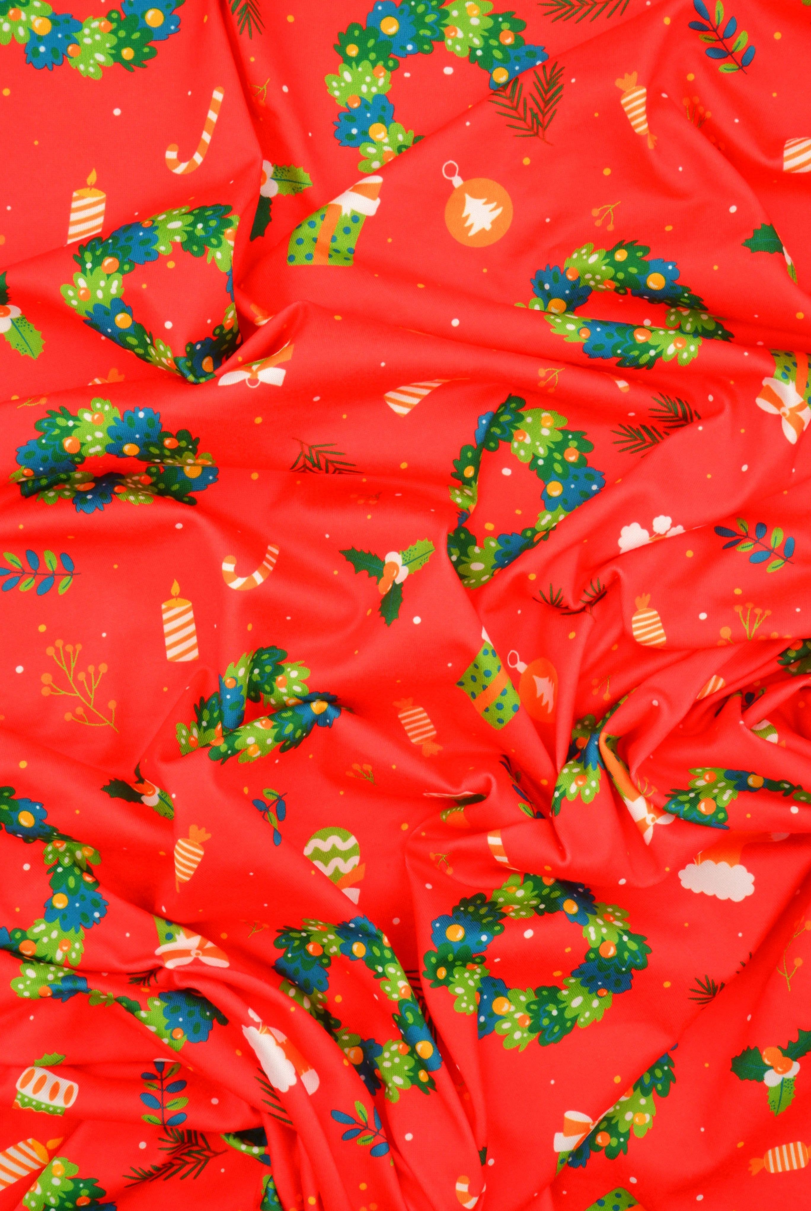 DKNT4520-M11730 RED ACTIVEWEAR BIKER SHORTS BOTTOMS DIGITAL PRINT DRESS DTY BRUSHED KNIT PANTS POLYESTER SKIRTS SPANDEX