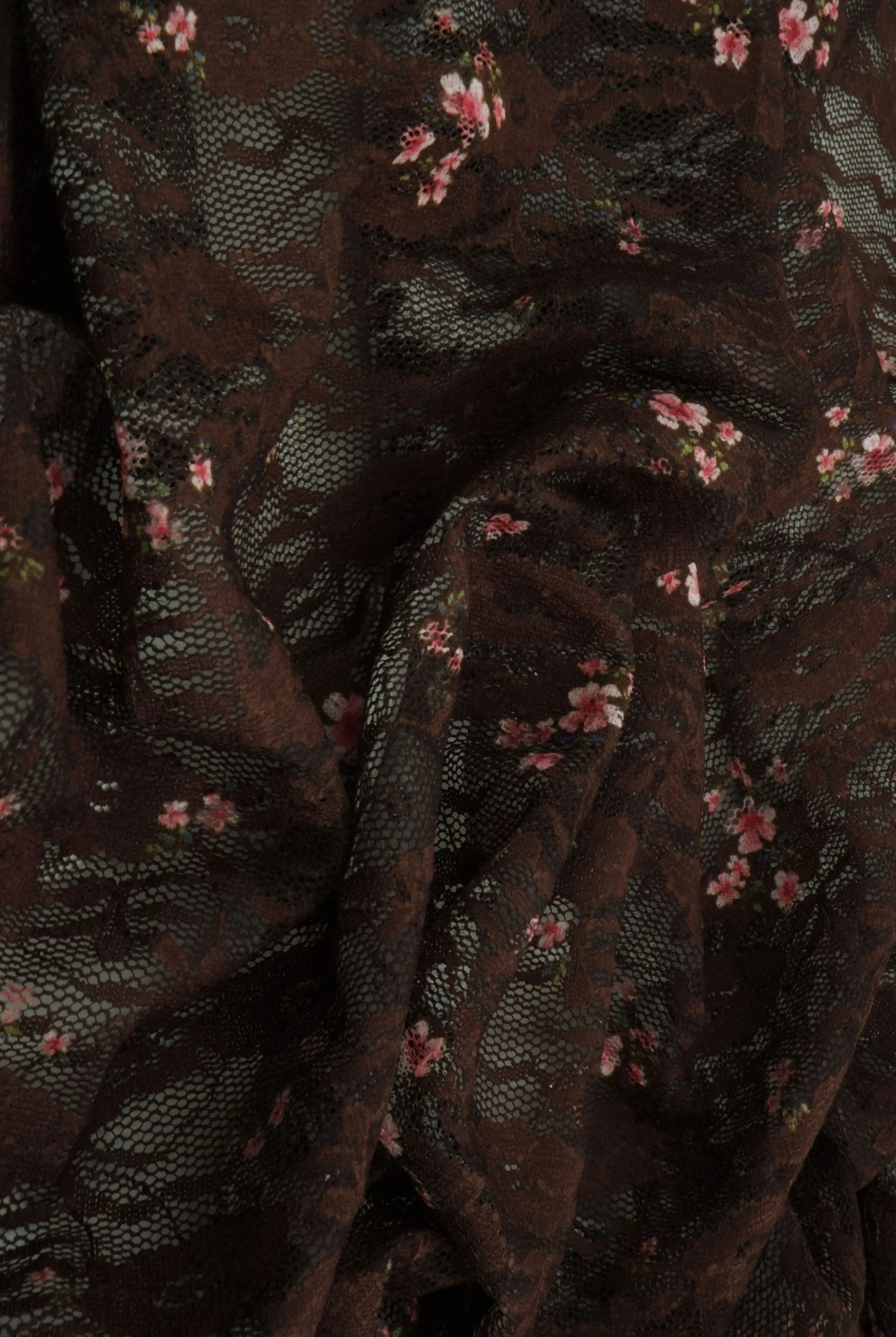 LACE4481-M11721 BROWN BLOUSE BOTTOMS CAMI DIGITAL PRINT DITSY DRESS LACE POLYESTER SKIRTS SPANDEX TOPS