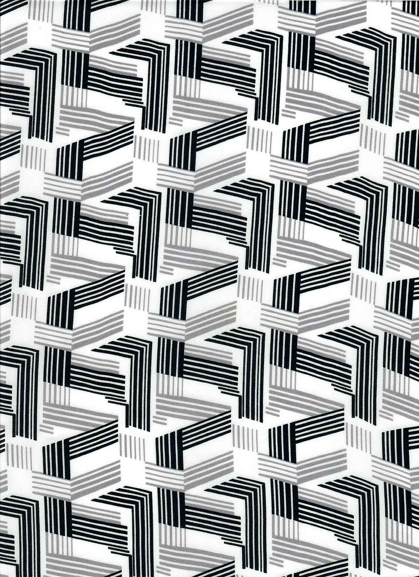 Wool Dobby Geometric Print Fabric - POP3104-MS10063