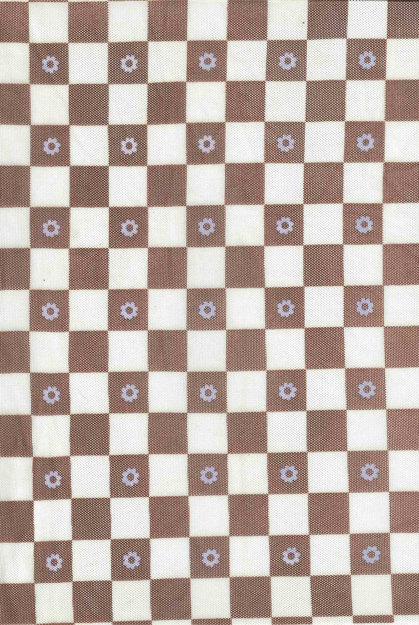 MESH-MS10066 IVORY/BROWN FLOWER BLOUSE BODYSUIT CAMI CHECKERED DITSY FLOCKING FLORAL LOUNGEWEAR MESH POLYESTER PRINT SPANDEX STRETCH TOPS TUNICS