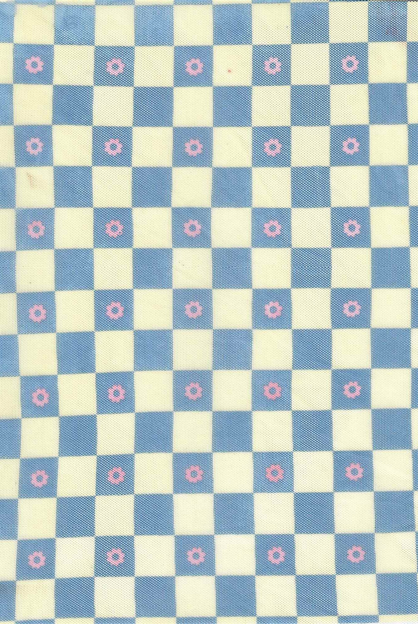 MESH-MS10066 CREAM/BLUE LT FLOWER BLOUSE BODYSUIT CAMI CHECKERED DITSY FLOCKING FLORAL LOUNGEWEAR MESH POLYESTER PRINT SPANDEX STRETCH TOPS TUNICS