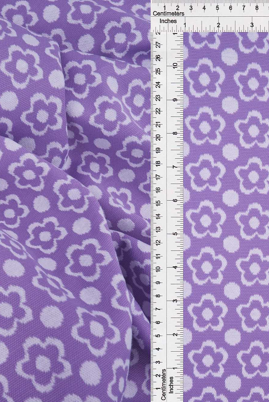 KNT4443 LAVENDER FLOWER BOTTOMS DOUBLE KNIT DRESS FLORAL JACQUARD OUTERWEAR PANTS POLYESTER SKIRTS SOLID SPANDEX STRETCH YARN DYED