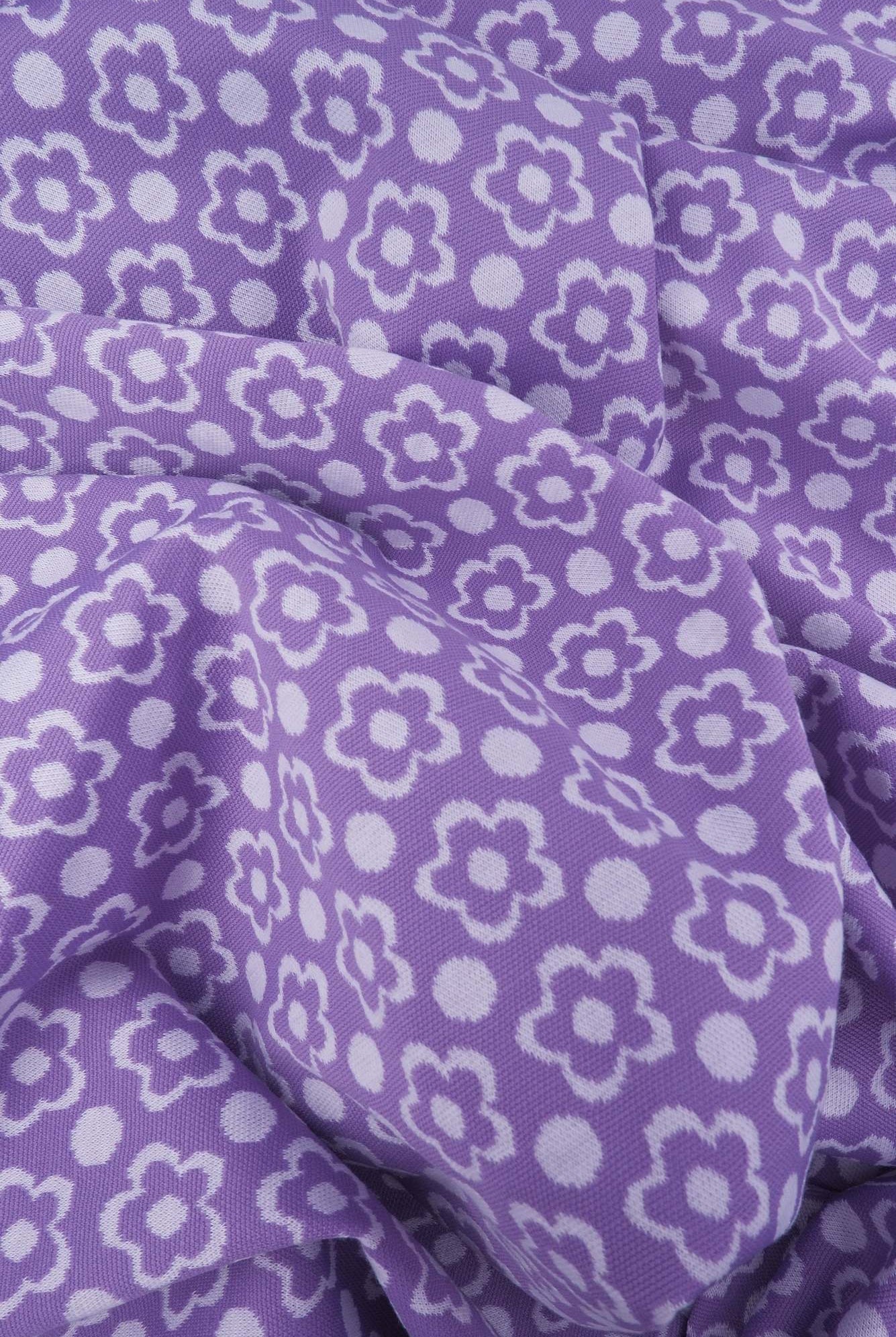 KNT4443 LAVENDER FLOWER BOTTOMS DOUBLE KNIT DRESS FLORAL JACQUARD OUTERWEAR PANTS POLYESTER SKIRTS SOLID SPANDEX STRETCH YARN DYED