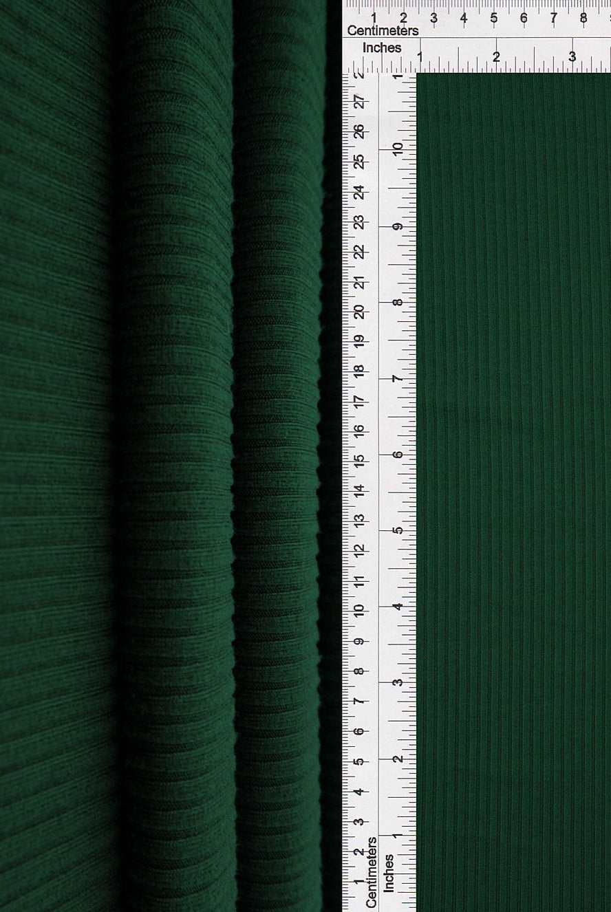 KNT4151 HUNTER GREEN KNIT POLYESTER RIB 4X2 SOLID-B SPANDEX STRETCH YUMMY