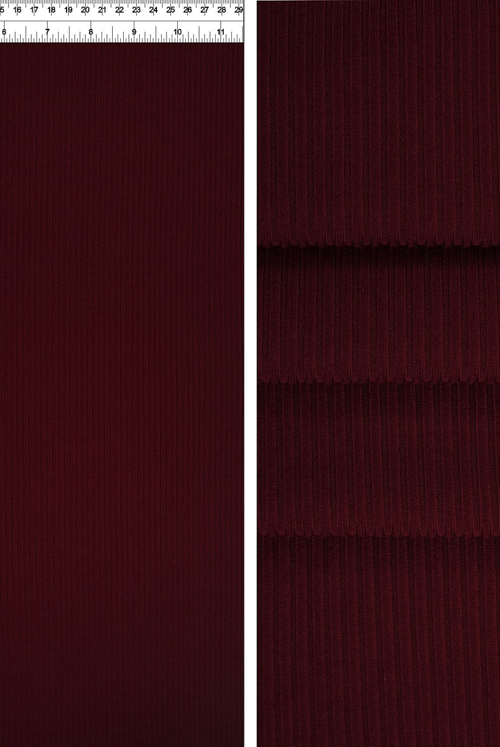 KNT4151 BURGUNDY KNIT POLYESTER RED RIB 4X2 SOLID-B SPANDEX STRETCH YUMMY