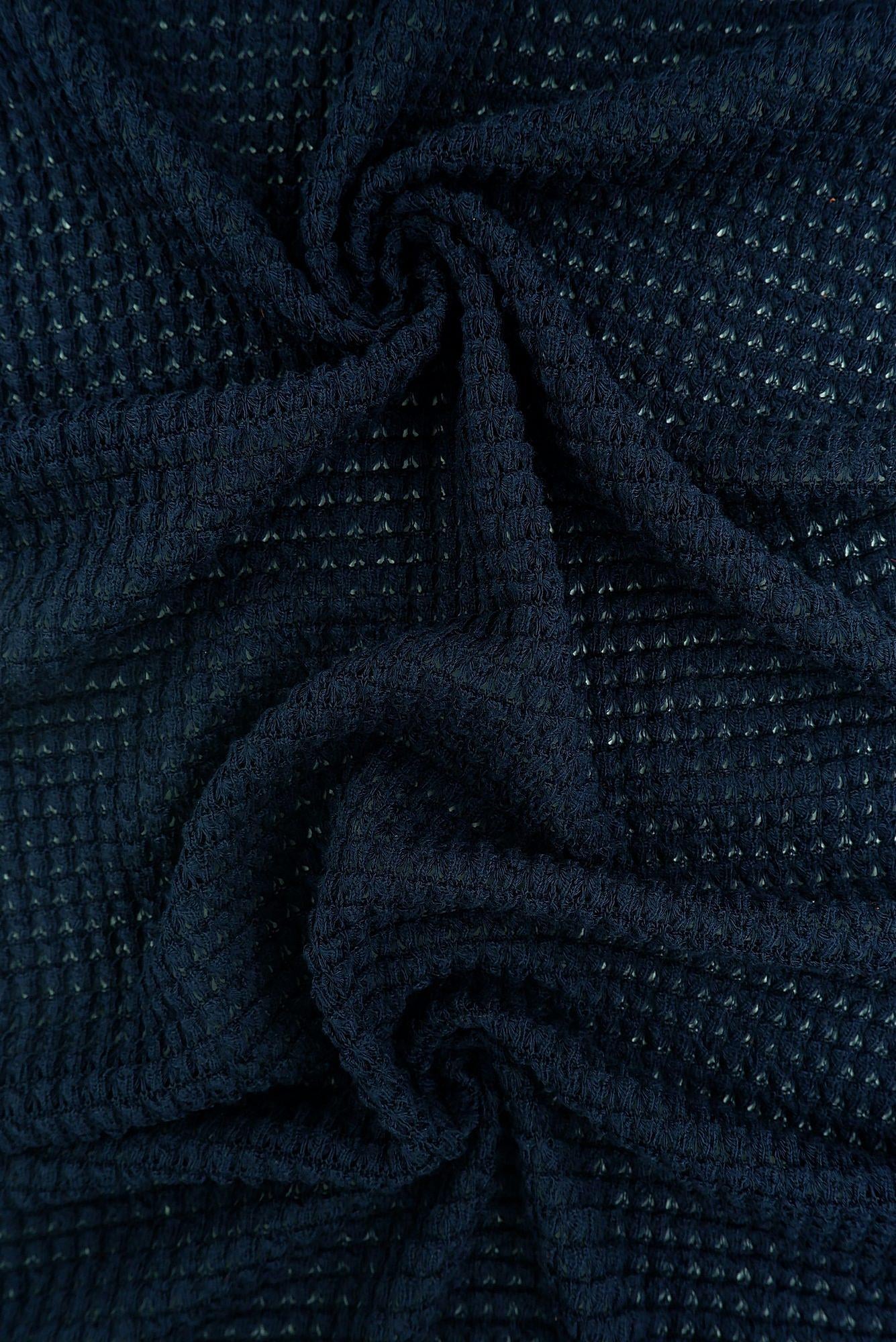 KNT4190 NAVY KNIT NO-PRINT POLYESTER RAYON SOLID SPANDEX WAFFLE