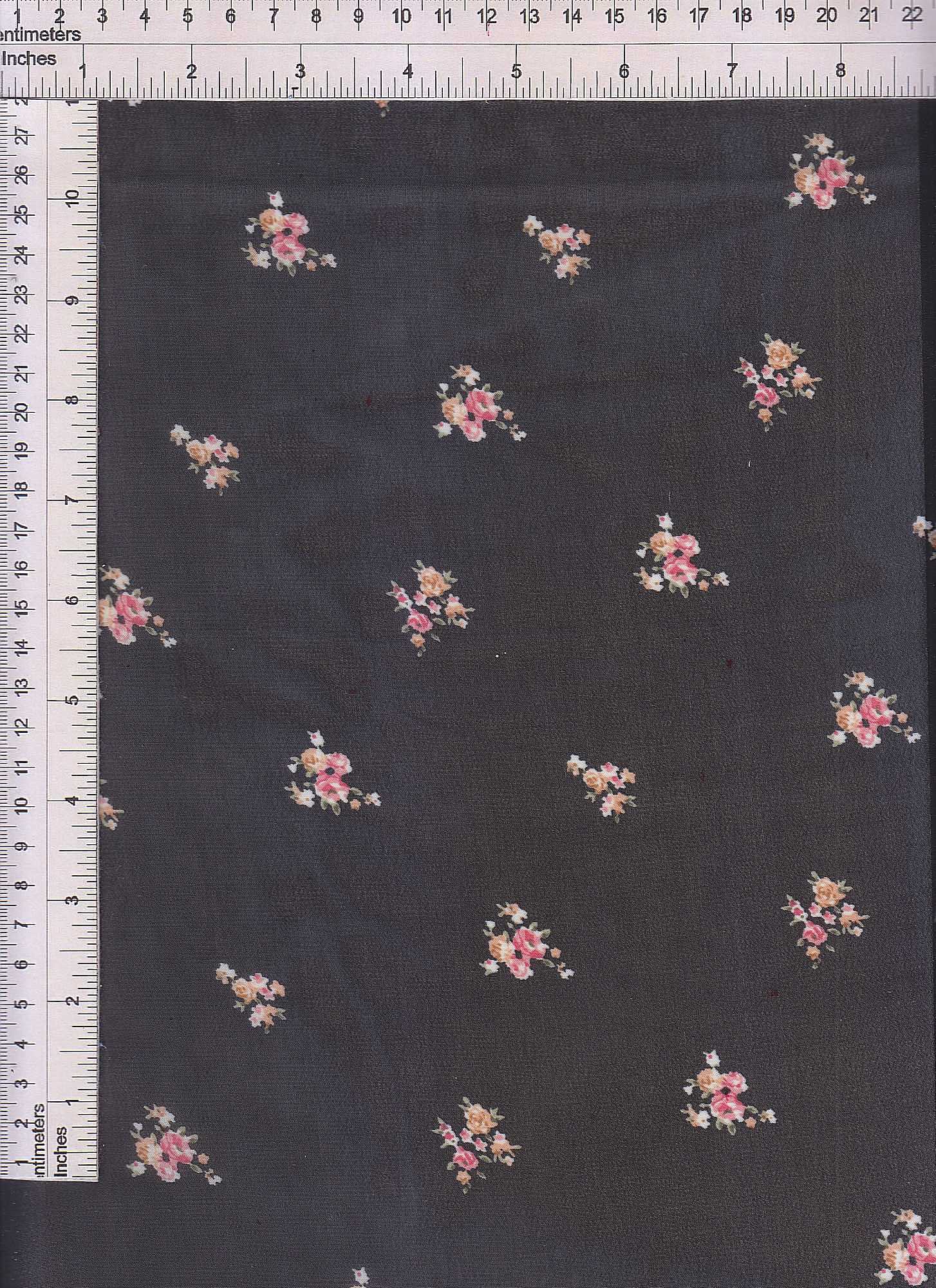 HIMLT-SE50661 BLACK BLOUSE DRESS FLORAL FLOWER HI-MULTI NON STRETCH PANTS POLYESTER PRINT SKIRTS SWISS DOT TOPS WOVEN