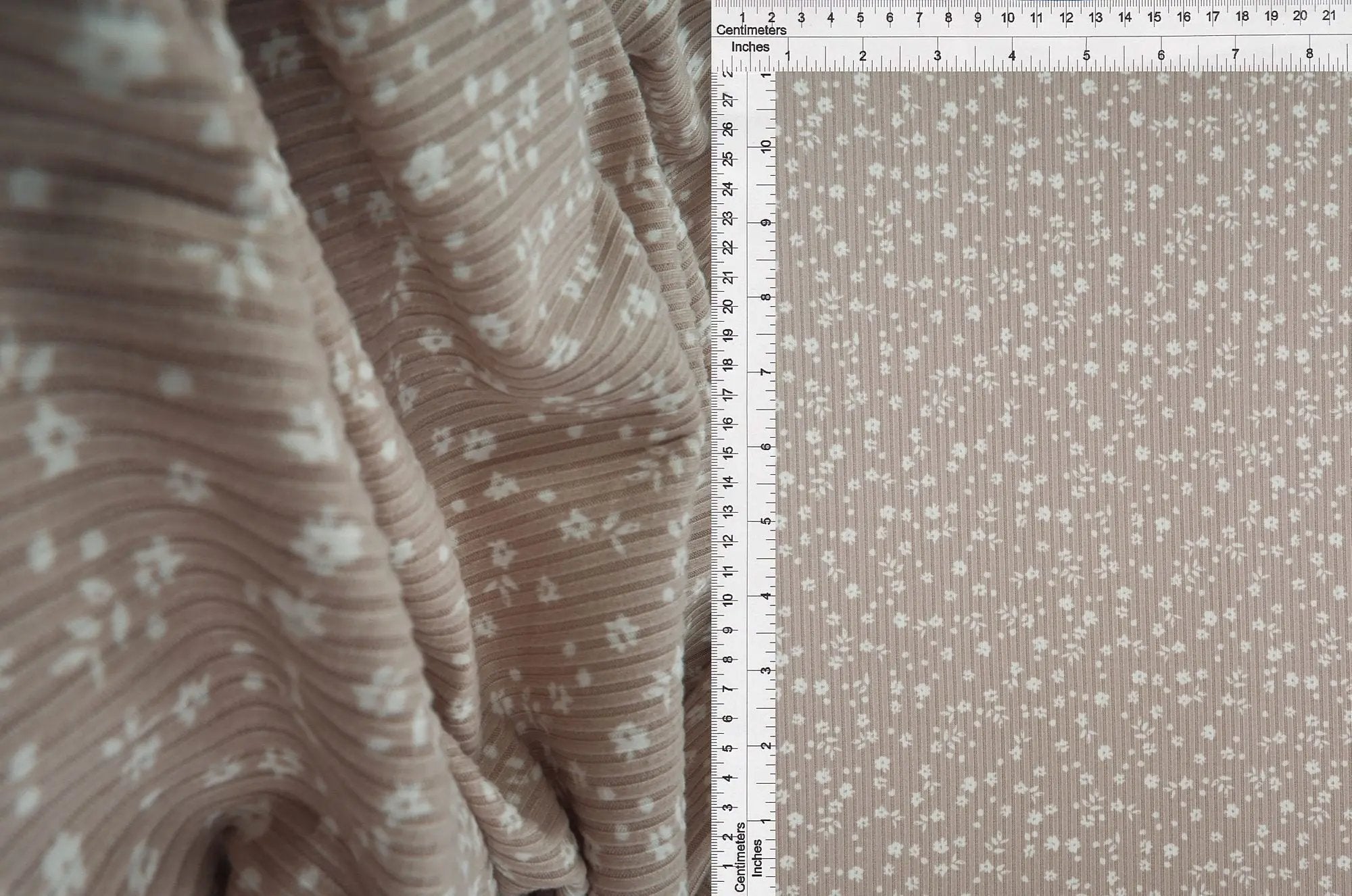 KNT3422-MS00518 TAUPE BODYSUIT BOTTOMS BROWN CAMI DITSY DRESS FLORAL FLOWER KNIT LOUNGEWEAR PANTS POLYESTER PRINT-B RIBBED SKIRTS SPANDEX STRETCH T-SHIRT TOPS TUNICS WHITE