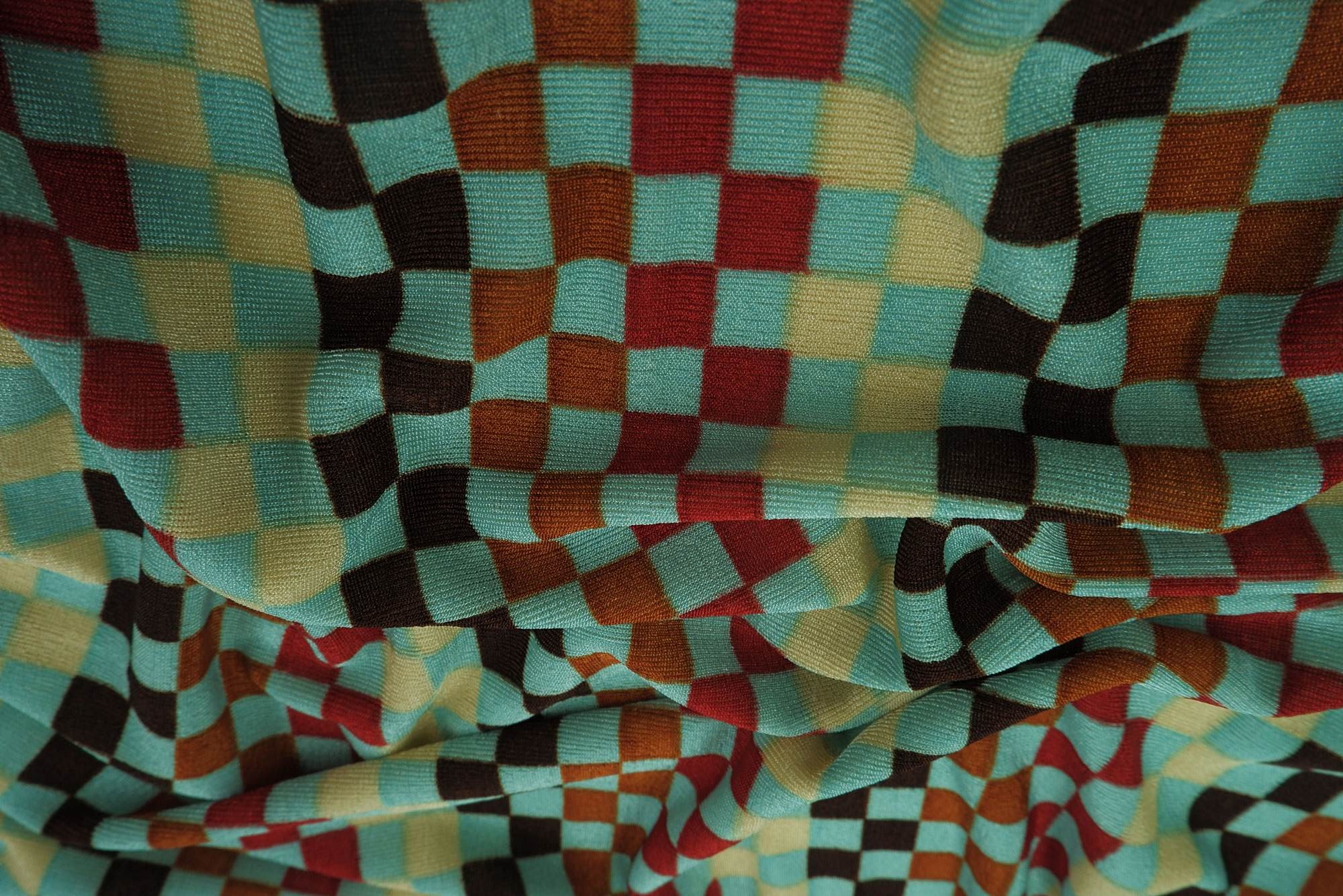 KNT3963-MS10067 AQUA MULTI AQUA BLOUSE BODYSUIT BOTTOMS BROWN CAMI CHECKERED DRESS KNIT LOUNGEWEAR PANTS POLYESTER PRINT RED RUST SKIRTS SPANDEX STRETCH TOPS