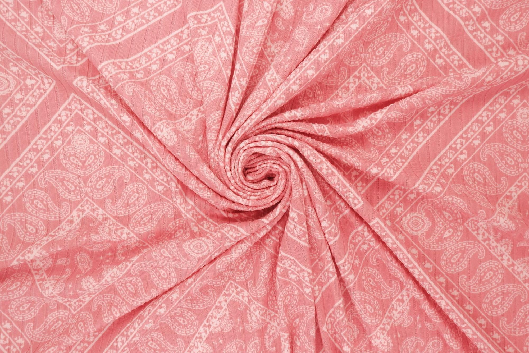 KNT4135-MS01218 ROSE BANDANA BIKER SHORTS BODYSUIT BOTTOMS CAMI DRESS IVORY KNIT LOUNGEWEAR PAISLEY PANTS POLYESTER PRINT RIBBED 8X3 ROSE SPANDEX STRETCH SUBLIMATION T-SHIRT TOPS TUNICS