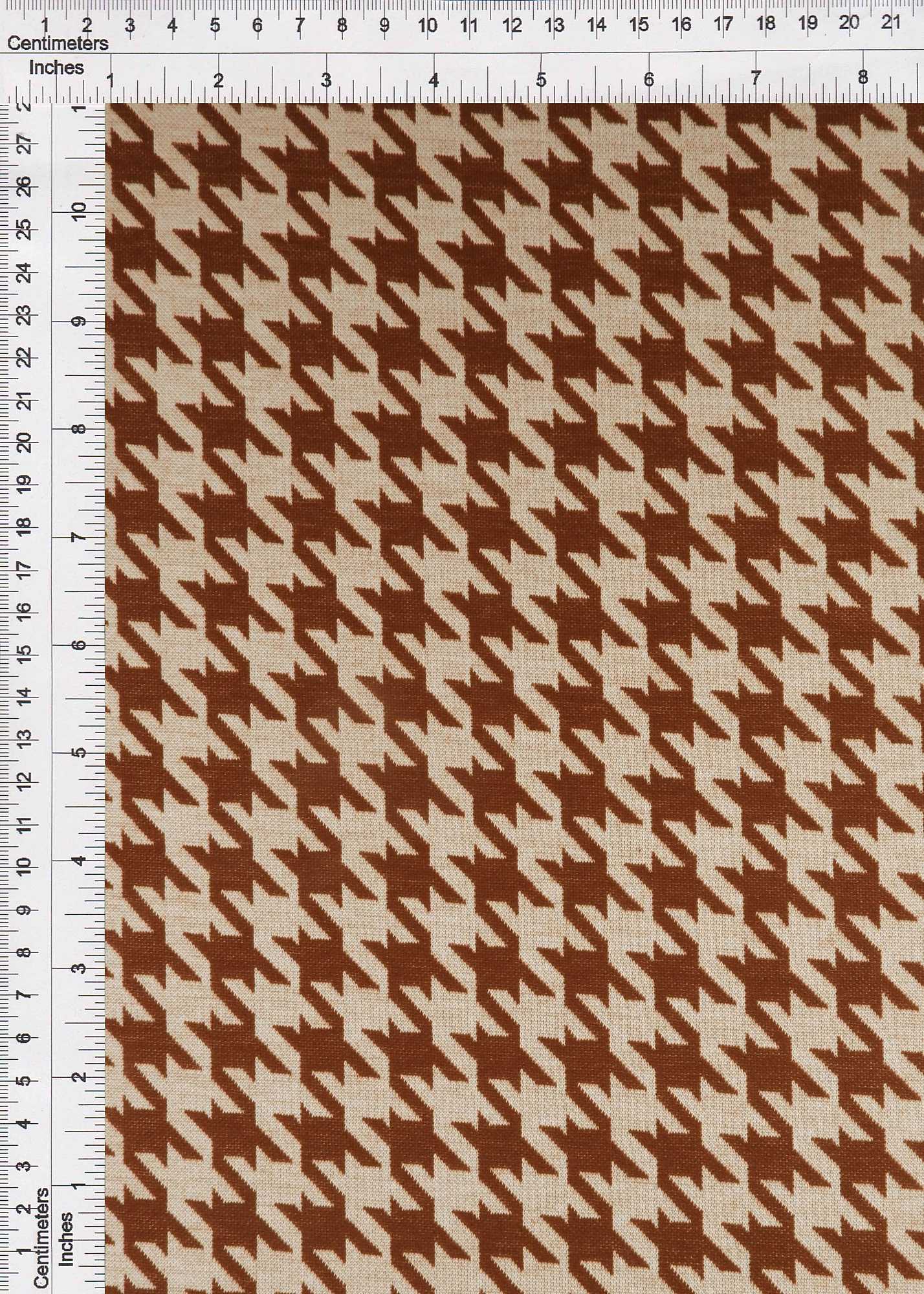 KNT4142 WHITE/COCO BROWN BODYSUIT DRESS HERRINGBONE HOUNDSTOOTH JACQUARD KNIT PANTS POLYESTER SKIRTS SOLID-B SPANDEX STRETCH TUNICS YARN DYED